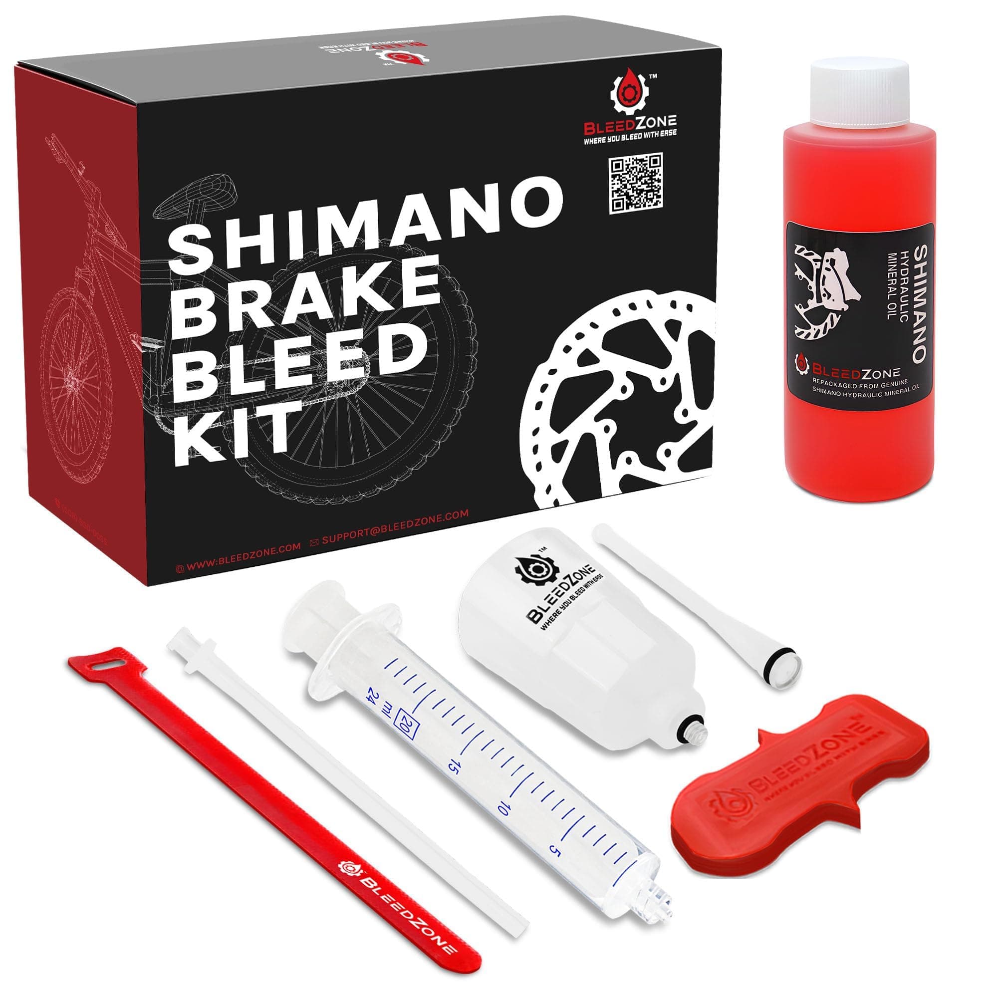 BleedZone Shimano Brake Bleed Kit with Mineral Oil - Hydraulic Brake Bleed Kit for Shimano Disc Brakes, Bike Brake Bleeder Kit, MTB Brake Bleed Kit, and Mineral Oil Brake Maintenance