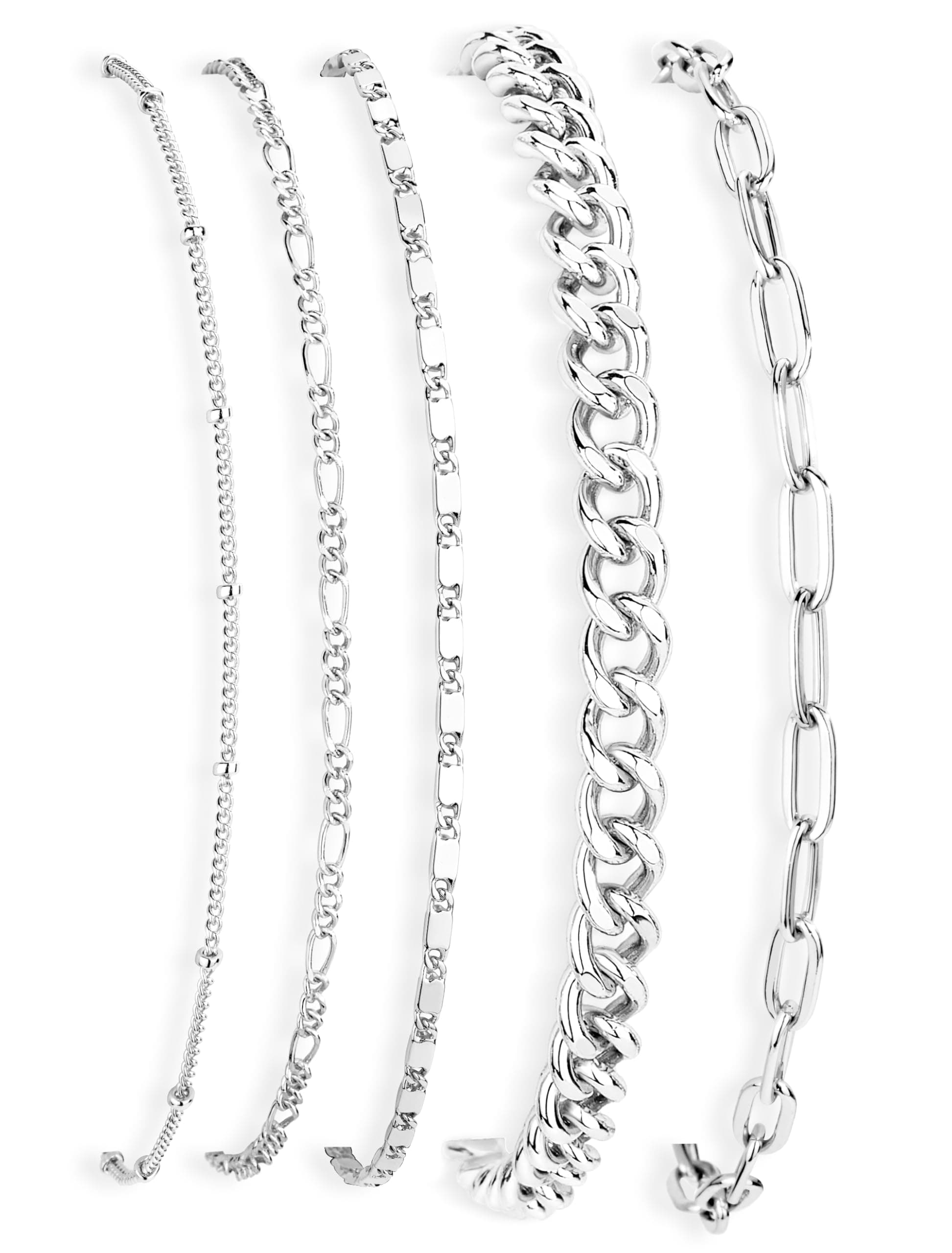 'Gokeey Reoxvo Dainty Gold Chain Bracelets Set for Women 14K Real Gold Plated Link Chain Bracelets for Women Trendy Gold Stackable Cuff Bracelets for Jewelry Gifts Women Adjustable 7''+2'''