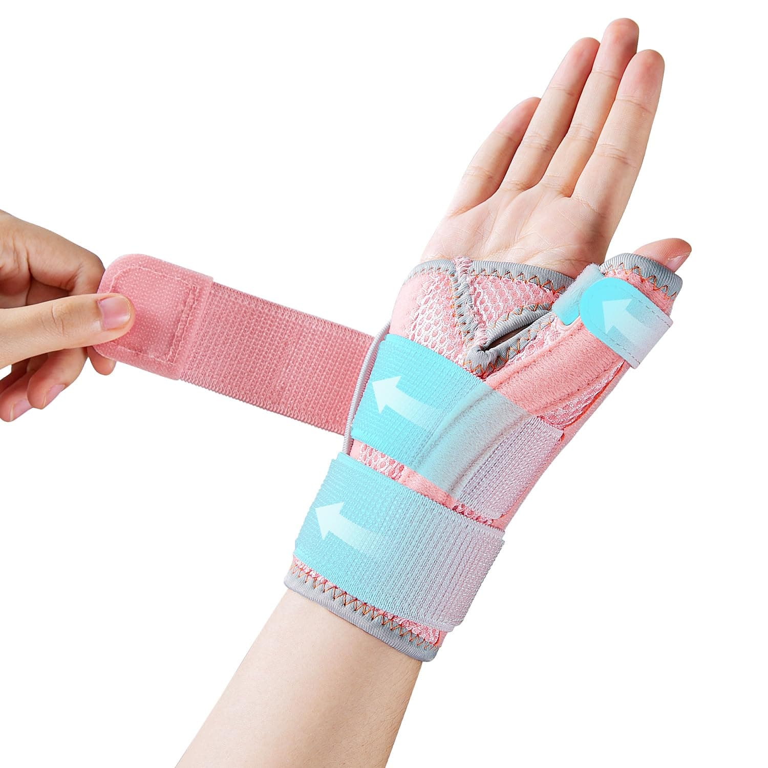 New Upgraded Thumb Splint for Right & Left Hand, Reversible Thumb Brace for Arthritis Pain and Support, Thumb Stabilizer for Sprains, Tendonitis Relief, One Size Fits Any Hand (Pink)