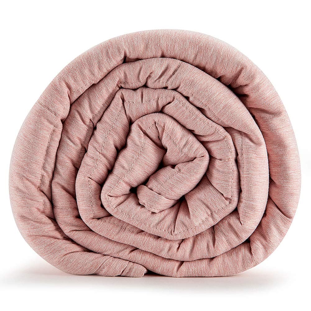 ARDOUR VAN ZZZNEST Weighted Blanket (48"x72", 12 lbs), Heavy Blanket Box-Packed, Premium Soft Peach Skin Velvet Fabric and Micro Glass Beads, Light Pink