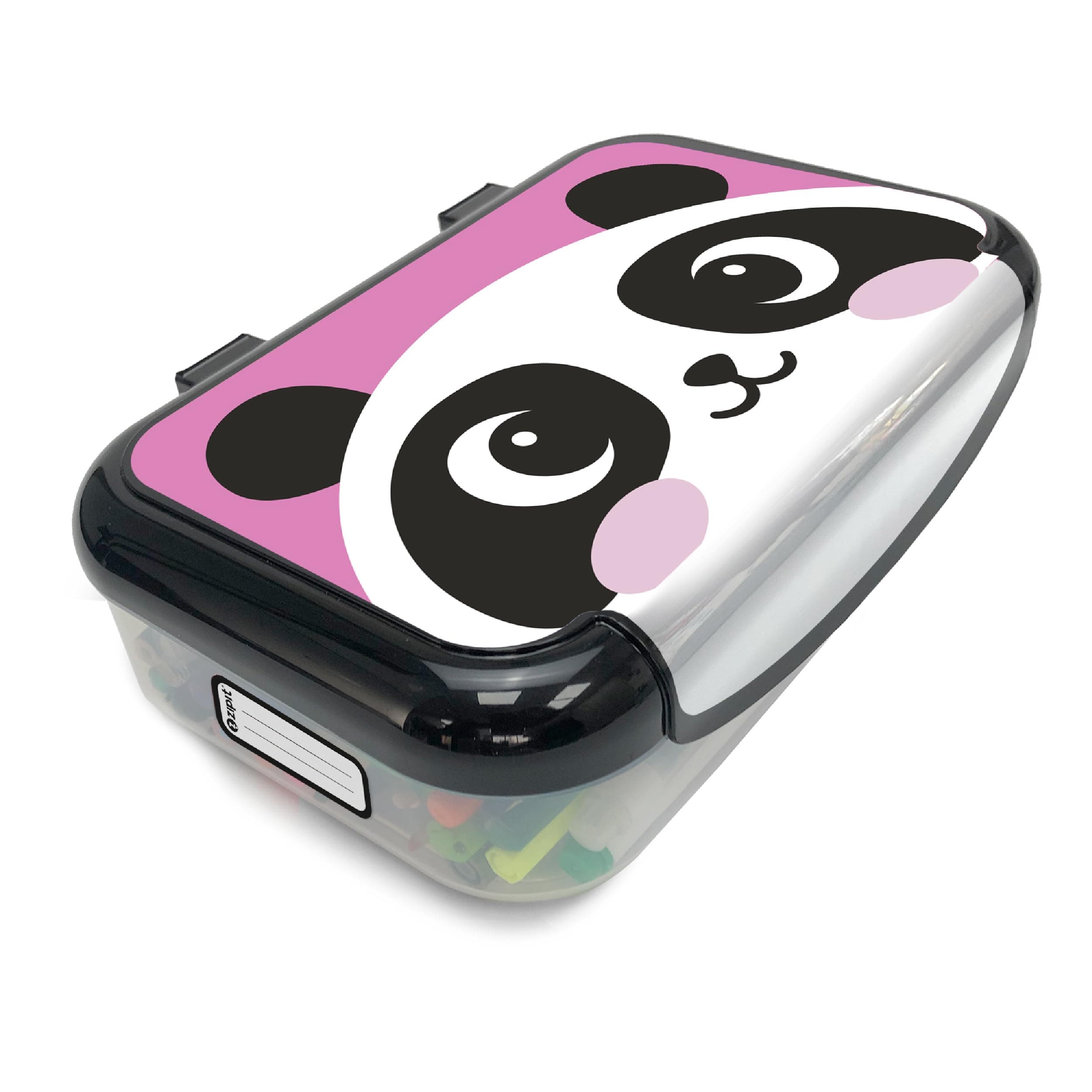 ZIPITLarge Recycled Plastic Pencil Box for Girls | Pencil Case for School | Organizer Pencil Bag | Large Capacity Pencil Pouch (Panda)