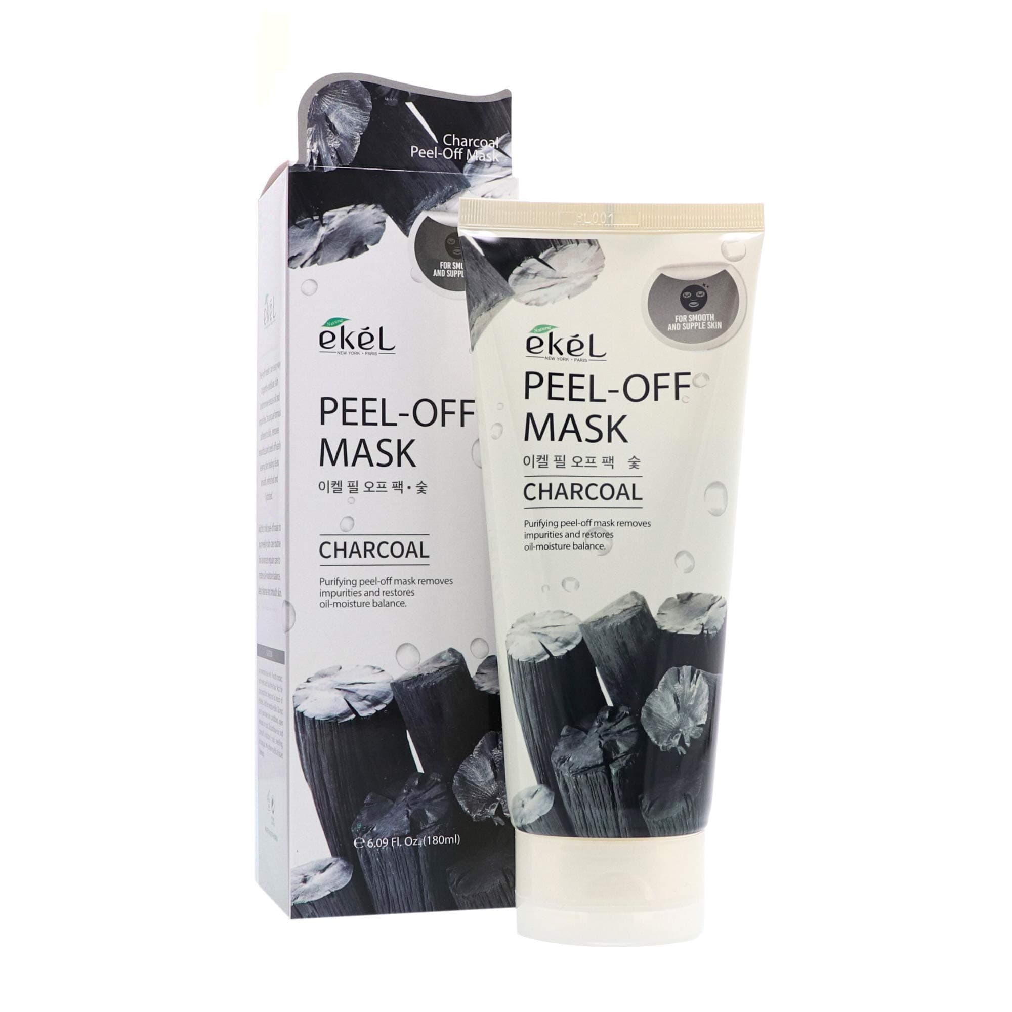 Ekel Peel Off Mask Charcoal - Purifying Mask Penetrates to Eliminate Blackheads-Removes Impurities and Restores Oil-Moisture Balance Leaving Skin Clean, Clarified, Smoother and Suppler, 6.09 oz