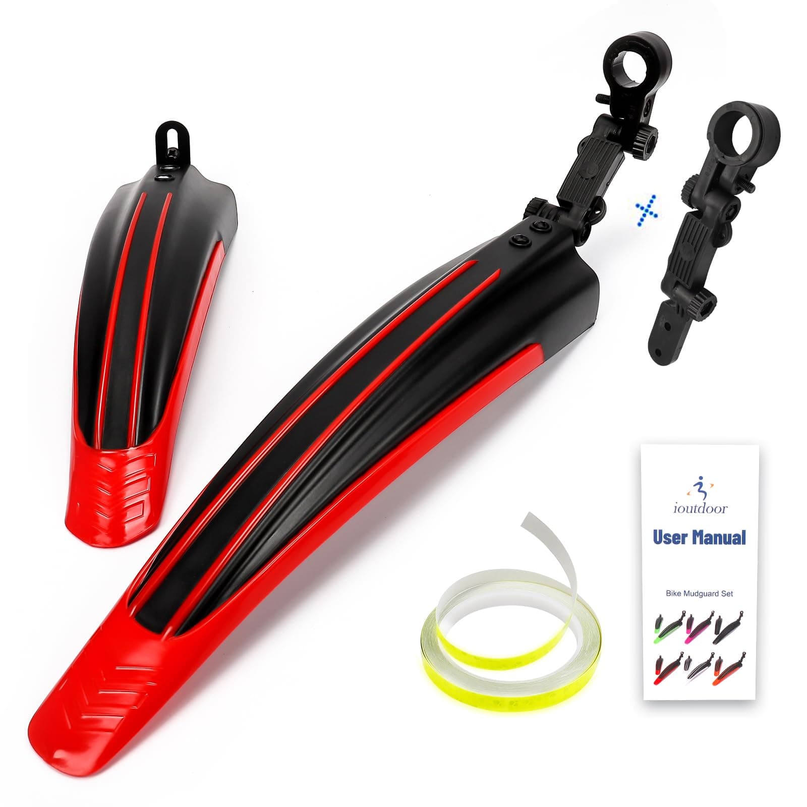 Bike Mudguard Set with 27ft DIY Reflective Tape,Bike Fenders Set Adjustable,Bicycle Front and Rear Mud Guard Fits for 20",22",24",26" 27" 28" MTB Mountain Road Bike Cycling