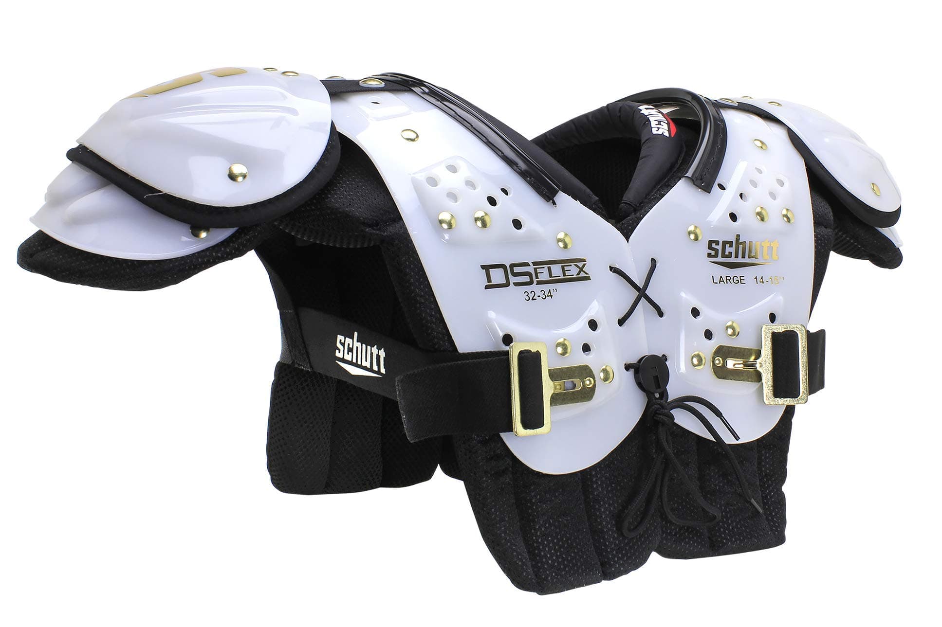 Sports DS Flex 2.0 All-Purpose Youth Football Shoulder Pads, White/Gold