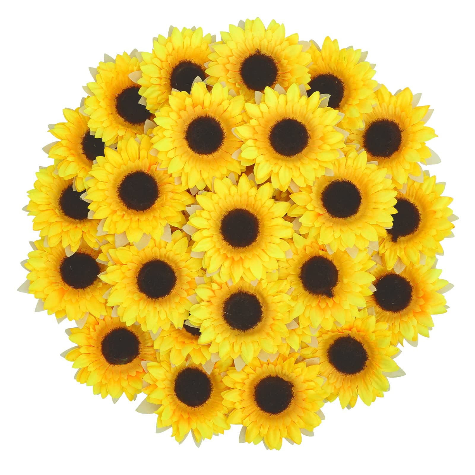 AGEOMET 32pcs 3.5" Fake Sunflowers, Artificial Sunflower Heads, Artificial Silk Sunflower Decoration for Home Party Wedding Indoor Outdoor Decor