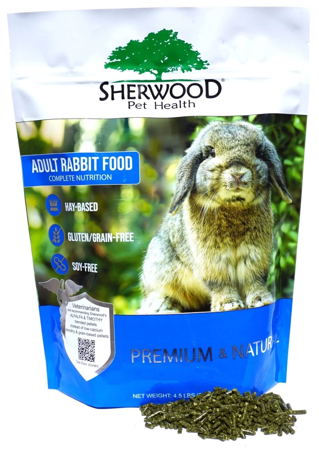 Sherwood Pet Health Adult Rabbit Food Alfalfa Timothy Hay-Based Blend 4.5 lbs, Grain and Soy-Free for Better Digestion