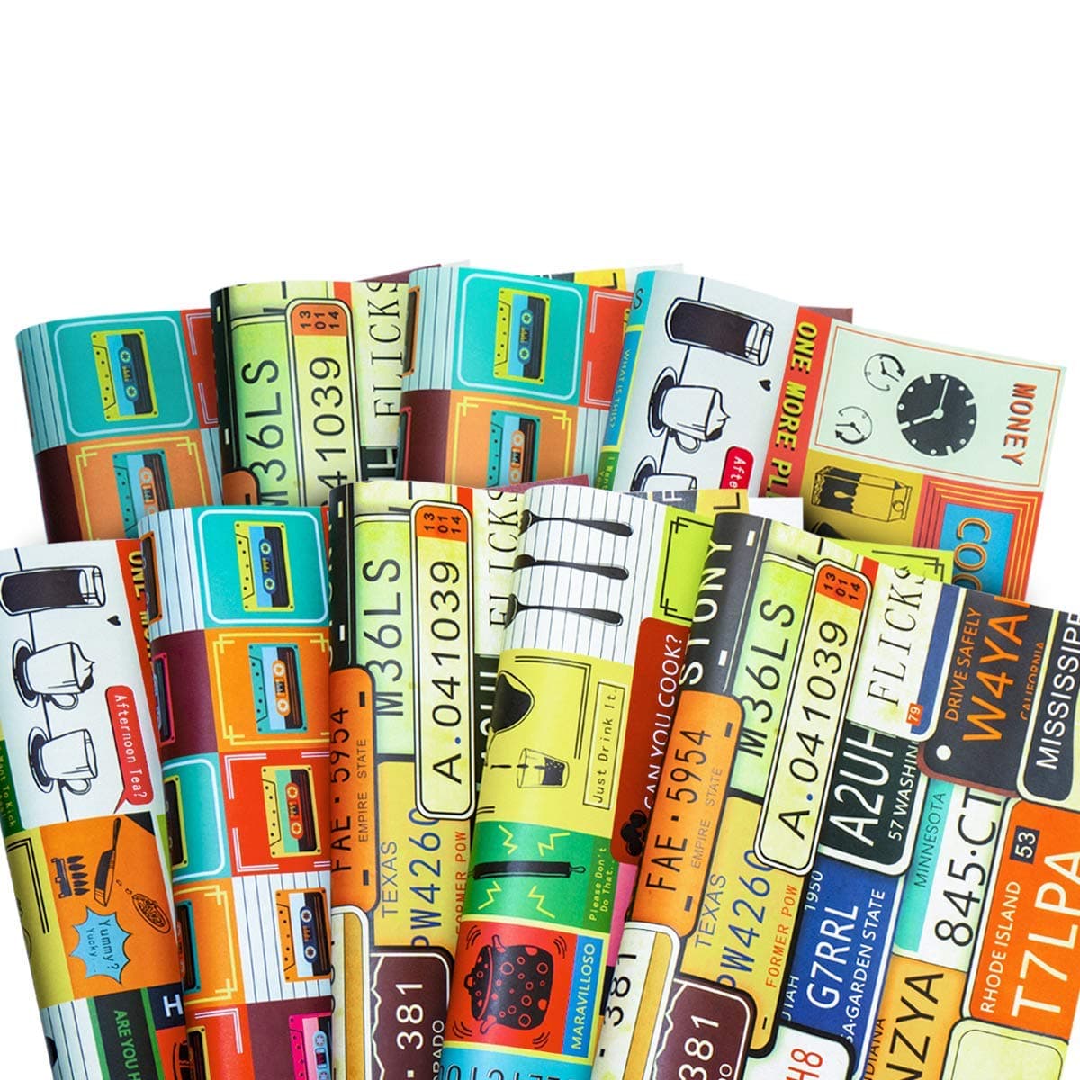 ANZON MORIES Unique Vintage Poster Design Gift Wrapping Paper for Any Occasion (3 Patterns in 1 Roll of 9 Sheets, 17.5"x27.5", 3.35 Sq. Ft/Each), Soft Strong 70GSM White Kraft Paper Wrapping Tissue