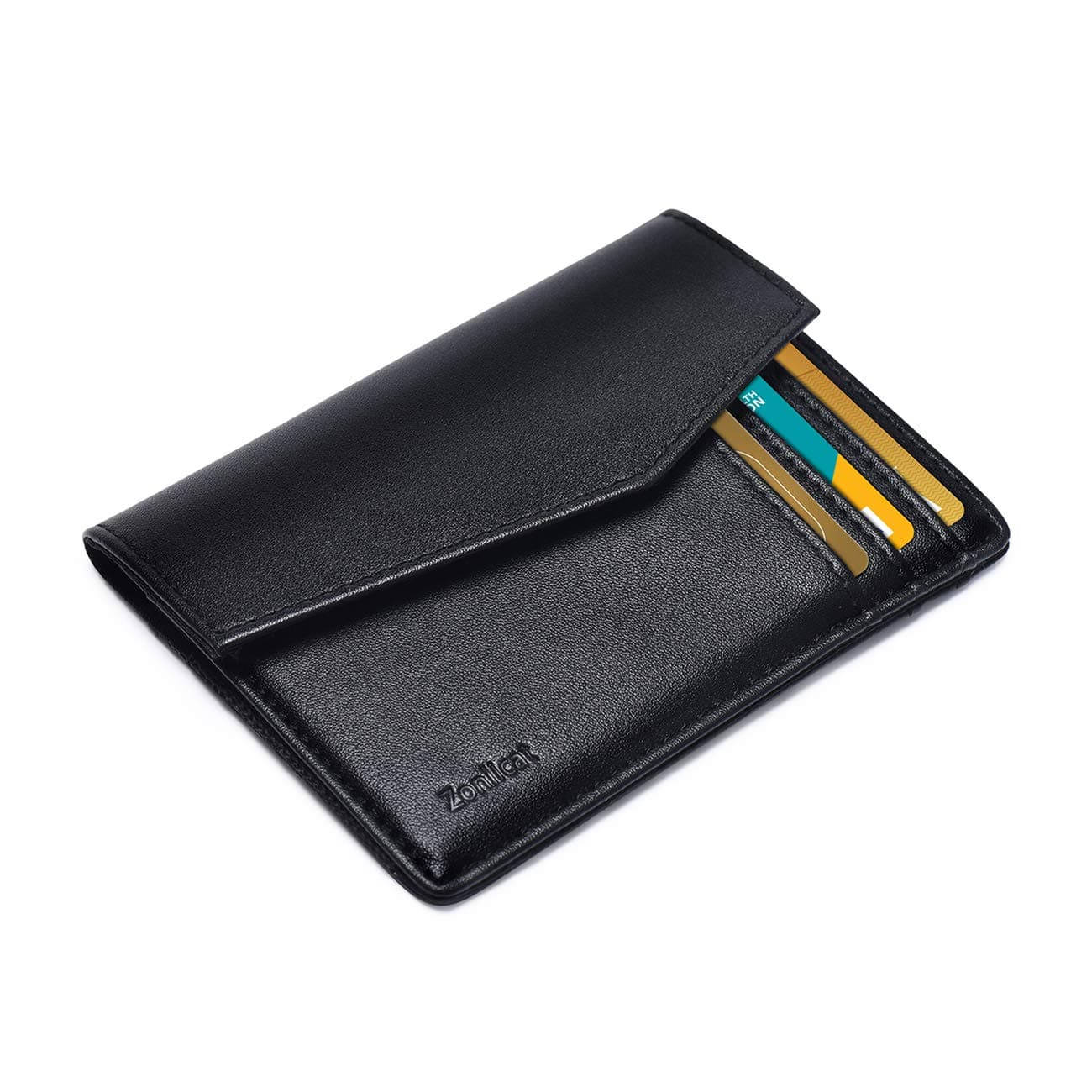 Mens Minimalist Wallet, Zonlicat Slim Front Pocket Wallets with RFID Blocking for Men - Black