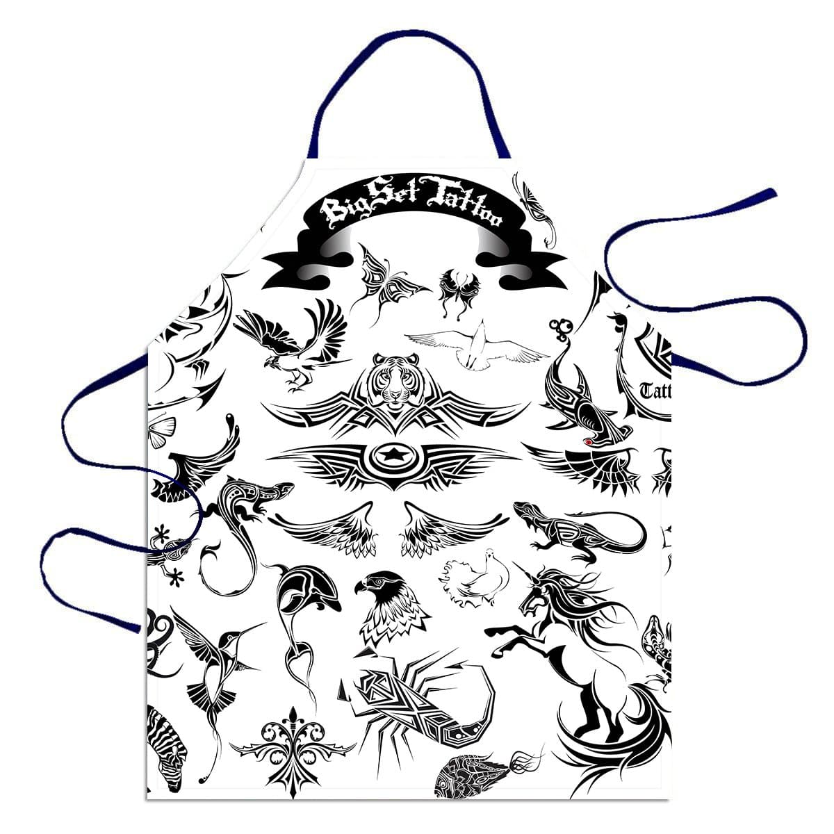Huarda Fashion Personalized Customs Big Set Tattoo 100% Polyester Unisex Kitchen Aprons For Cooking And Barbecue