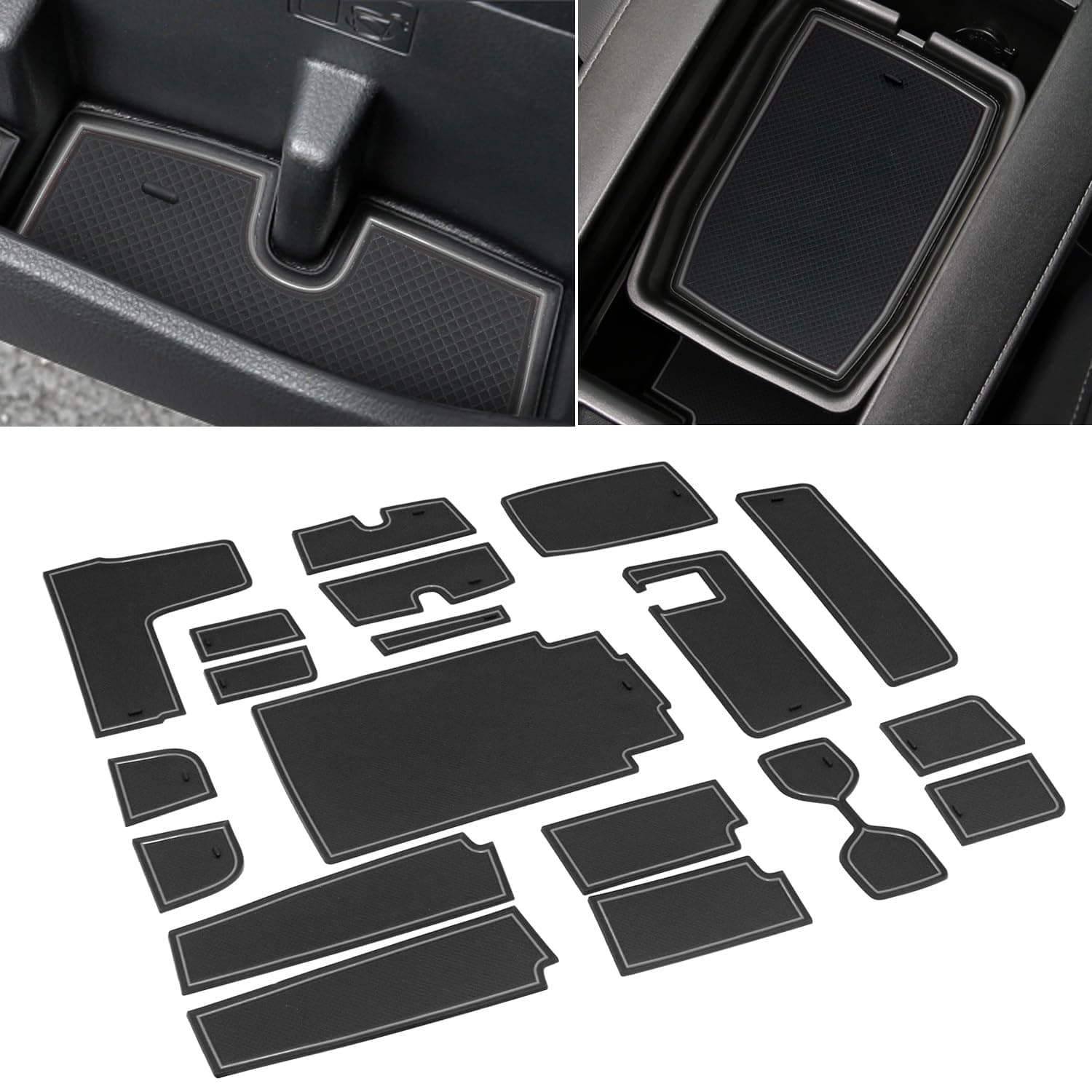 Liner Accessories for Toyota Highlander 2024 2023 2022 2021 2020, Custom Fit Cup Holder, Center Console, Door Pockets Rubber Inserts Pad Mat Kit (Bench Seat,Gray) - 22 PC