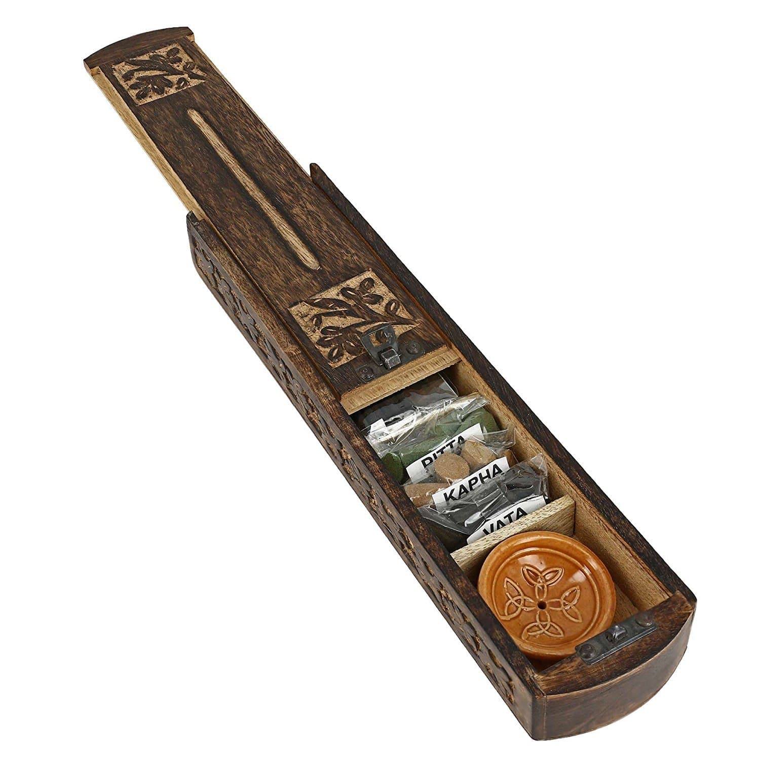 Ayurveda Wooden Handmade Incense stick Cones with box Ceramic Holder