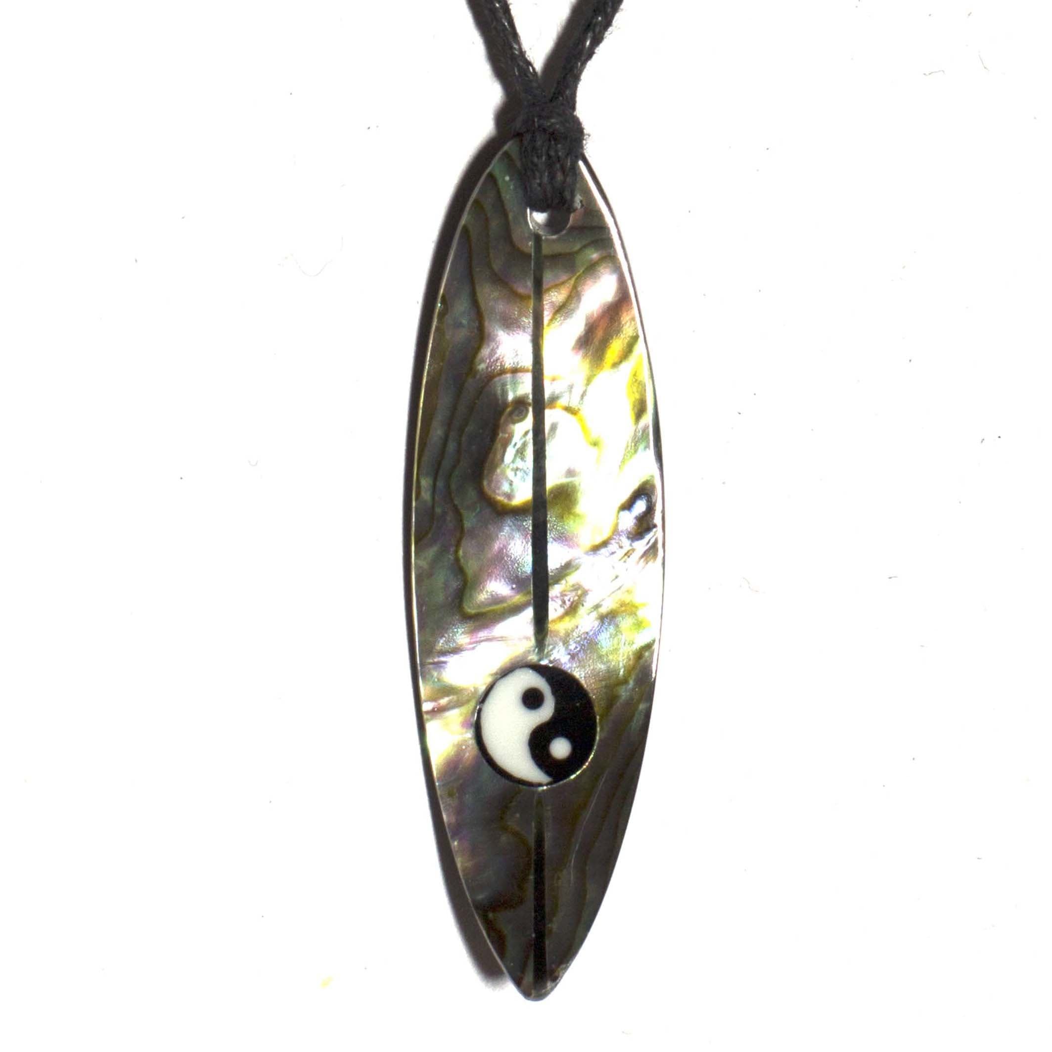 Boho Unisex Pendant Necklace Surf Board Abalone Paua Shell