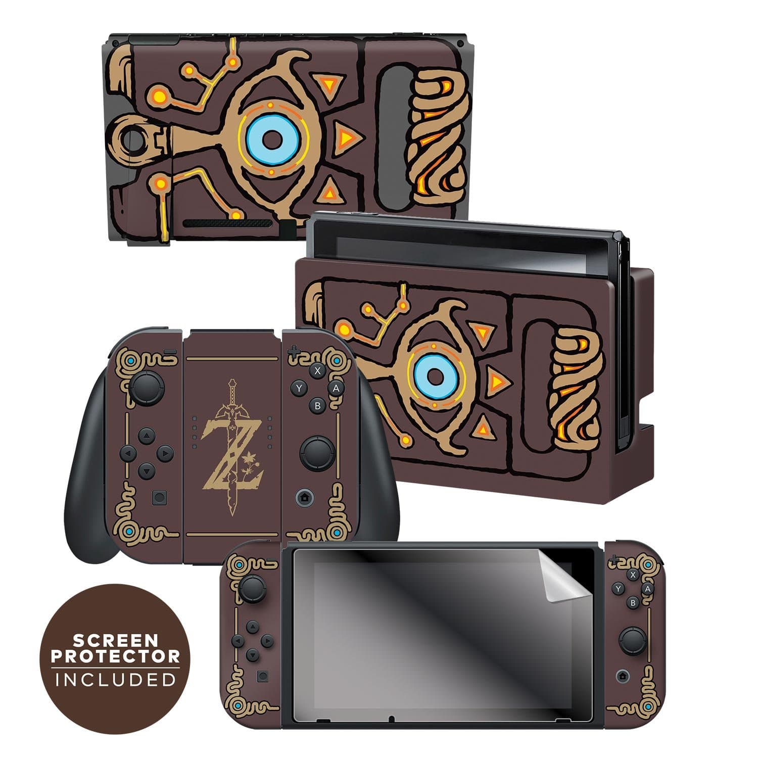 Controller Gear Nintendo Switch Skin & Screen Protector Set Officially Licensed By Nintendo - The Legend of Zelda: Breath of the Wild: "Sheikah Slate" - Nintendo Switch