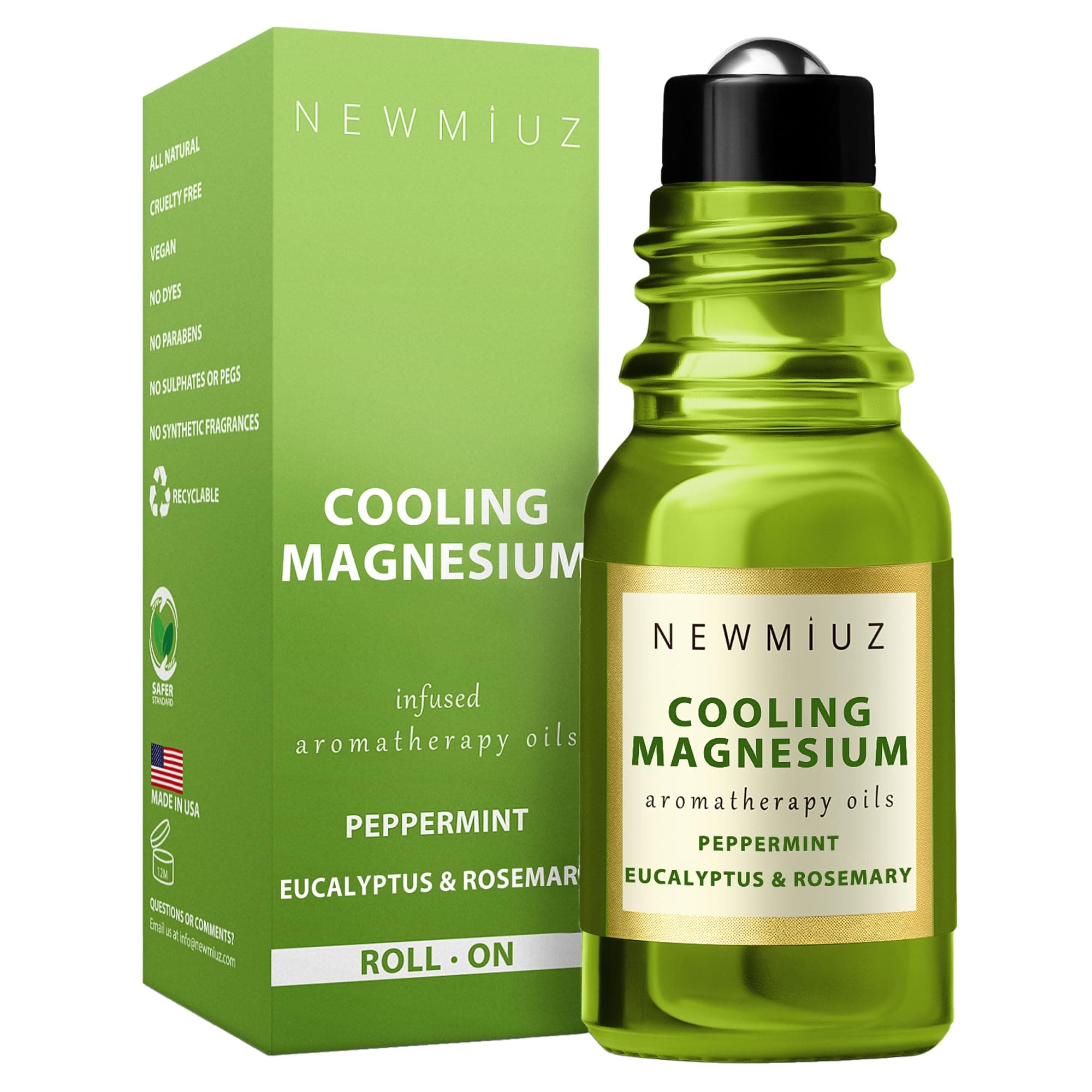 New Miuz Migraine Roll on Stick Tension Headache Relief Magnesium Cooling Peppermint Eucalyptus Essential Oil Sinus Aromatherapy Roller Natural Self Care Gift