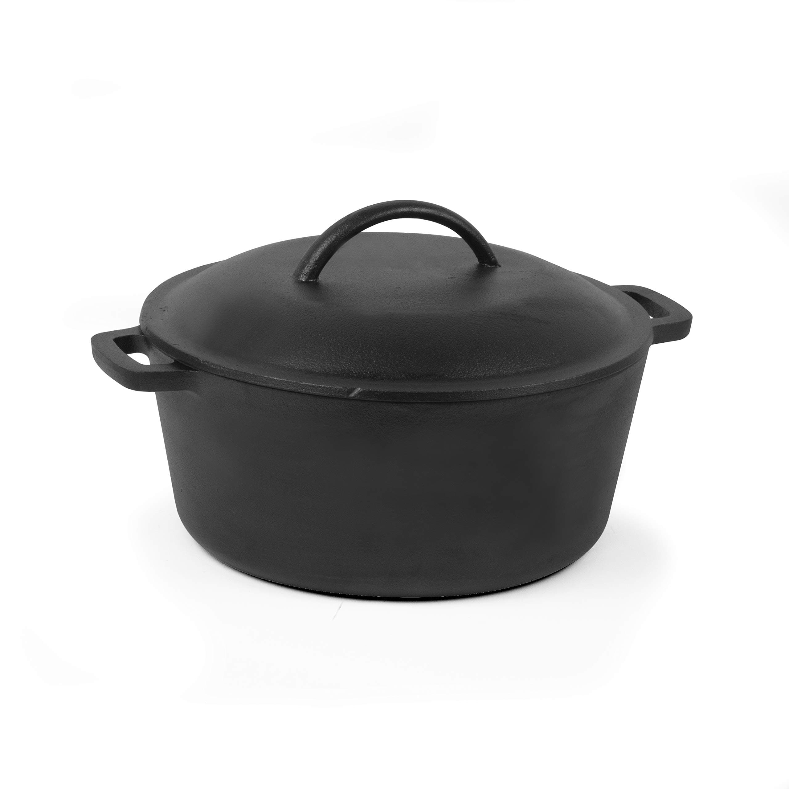 5-Qt. Dutch Oven with Lid, Pre-Seasoned Cast Iron, Integrated Handles, Works on All Cooktops Including Induction, Outdoor Cookware for Campfires or Grills, CHFL545