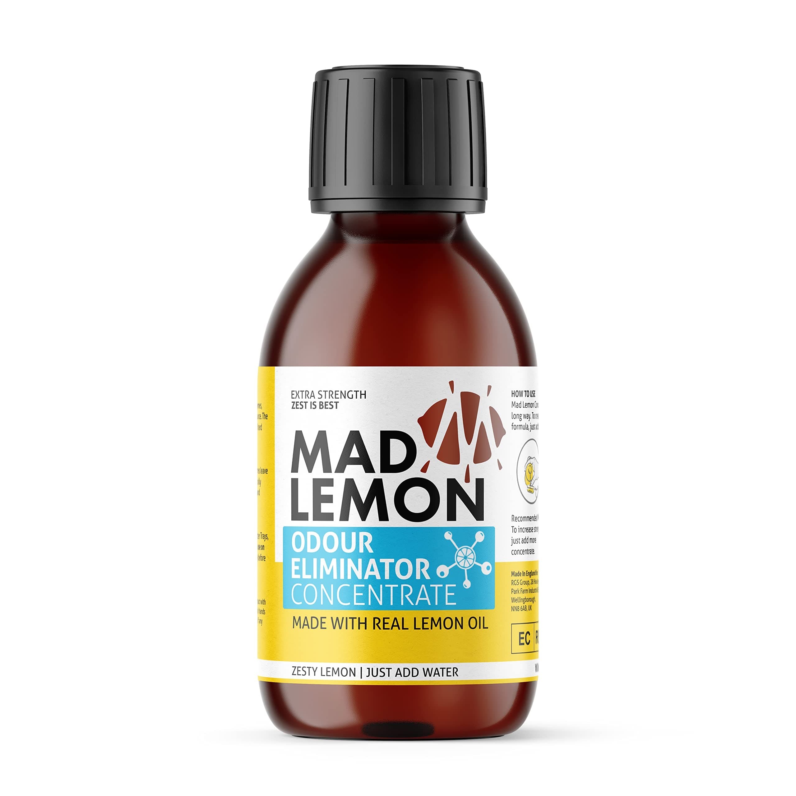 Mad Lemon Pet Odor Eliminator and Neutralizer - Industrial Strength 8oz Concentrate - Makes 1 Gallon - Great for Cat & Dog Odors, Urine, Carpet, Dead Rodent Odor, Mouse, Rat, Sewer, Garbage