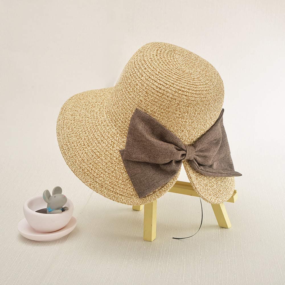 MZOOT Lovely Sailor Moon Cat Cap Lady New Bowknot Straw Hat Wide Brim Students Fresh Raffia Shading Sun Cap Foldable