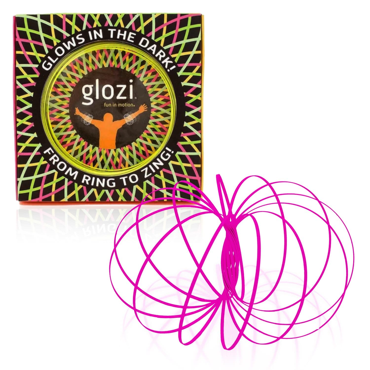Glozi Geometric Magic Flow - Easy to Use 3D Spiral Toy, Glowing Spinning Bracelet for Children and Adults (Pink)