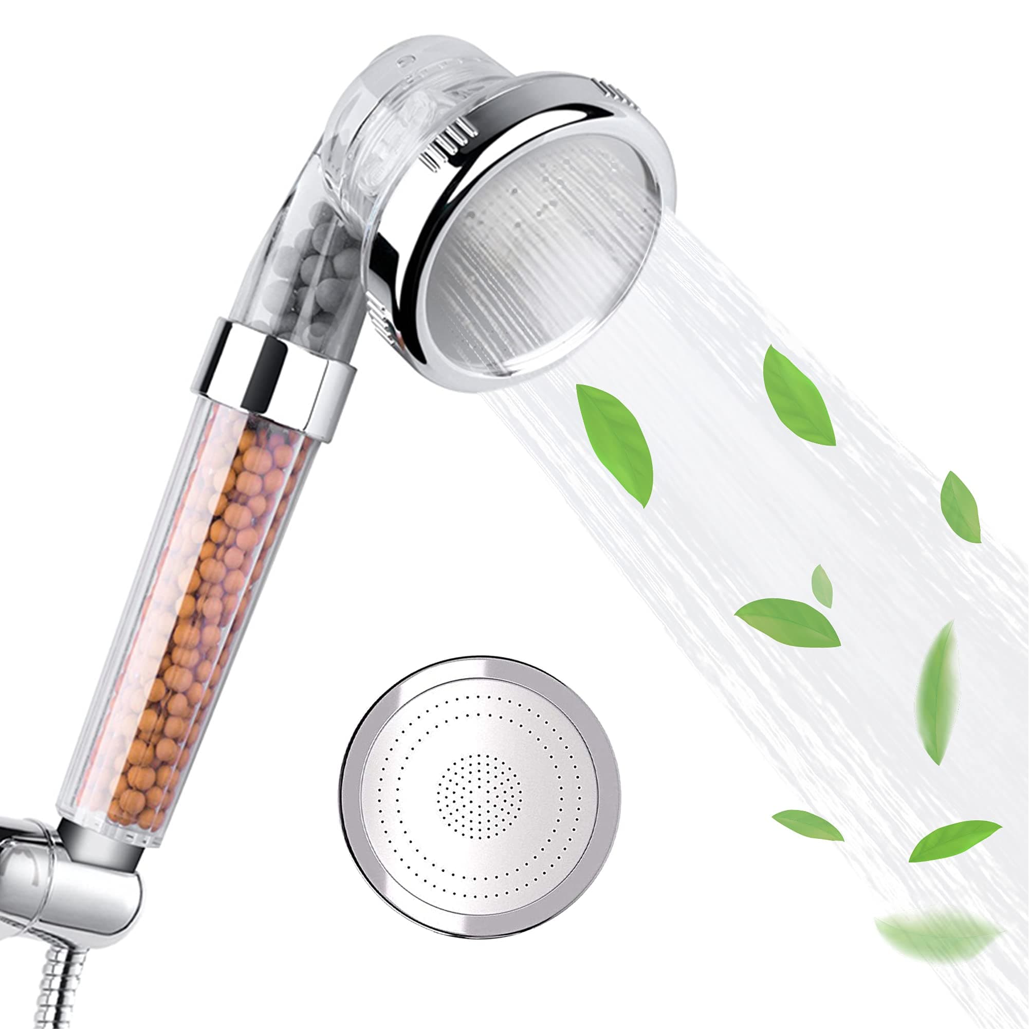 Innovegic Filtered Shower Head with Extra Replaceable Stones, Water Saving 3 Spray Modes Handheld High Pressure Shower Filter for Dry Skin & Hair, Water Filtration system Improves Immune System