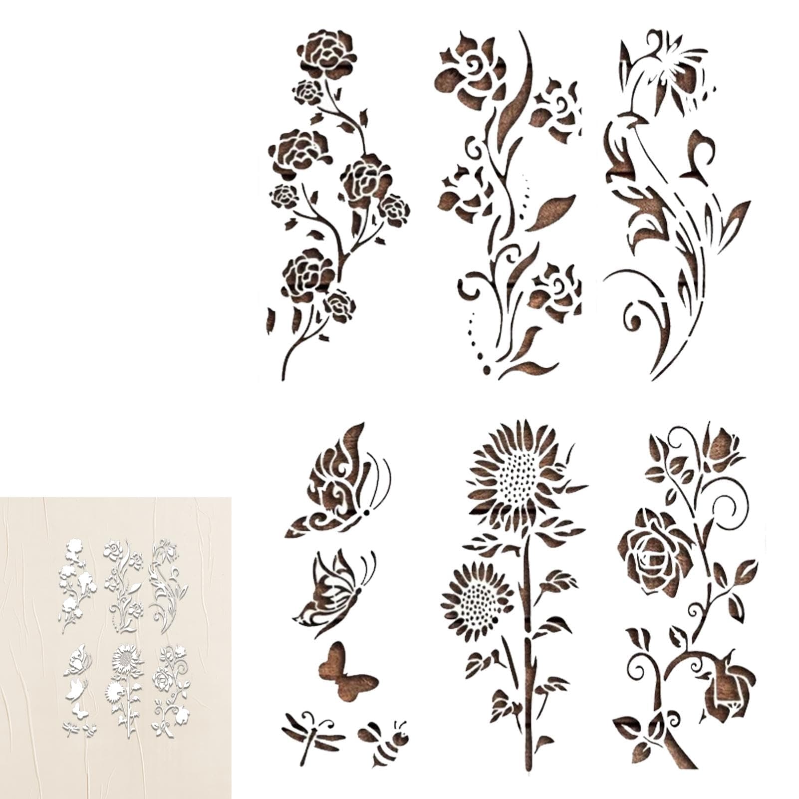 Large Flower Stencil for Painting,Flower Stencil,Vista Print Wall Petal Template - Spring Painting Stencils Reusable Flower Template,Wooden Card Decoration for Painting