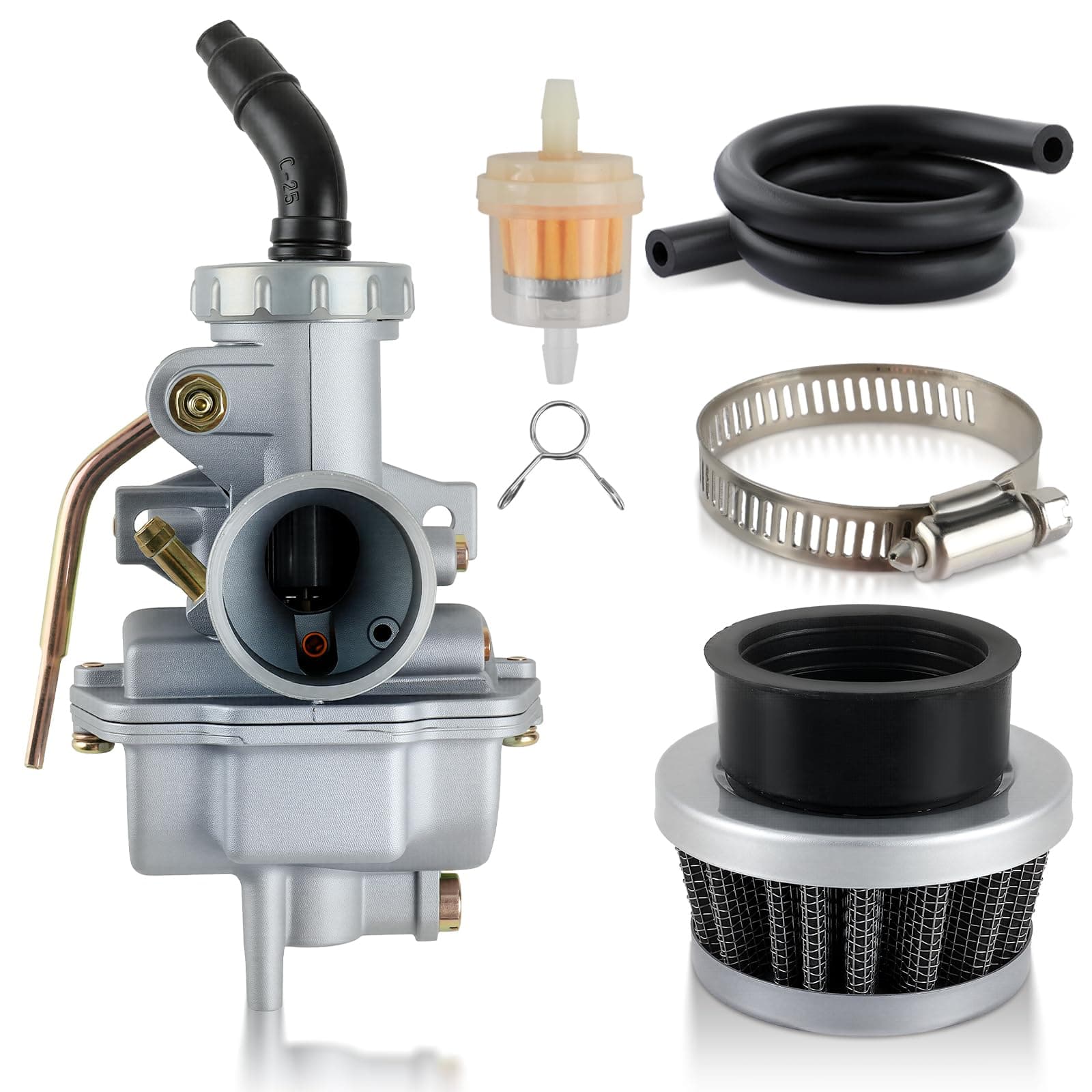 Carbhub PZ20 Carburetor for Kazuma Baja 50cc 70cc 90cc 110cc 125cc TaoTao 110B NST SunL Chinese Quad 4 stroke ATV 4 wheeler Go kart Dirt Bike Honda CRF50F XL75 CRF80F XR50R with Air Fuel Filter
