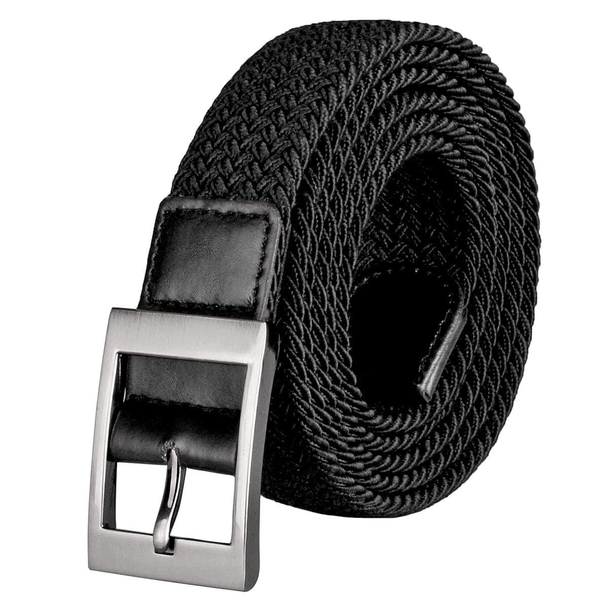 Mens Plus Size Belts 39'' to 75'' Casual Black Braided Elastic Stretch Fabric Woven Web Belt Work Golf Jeans