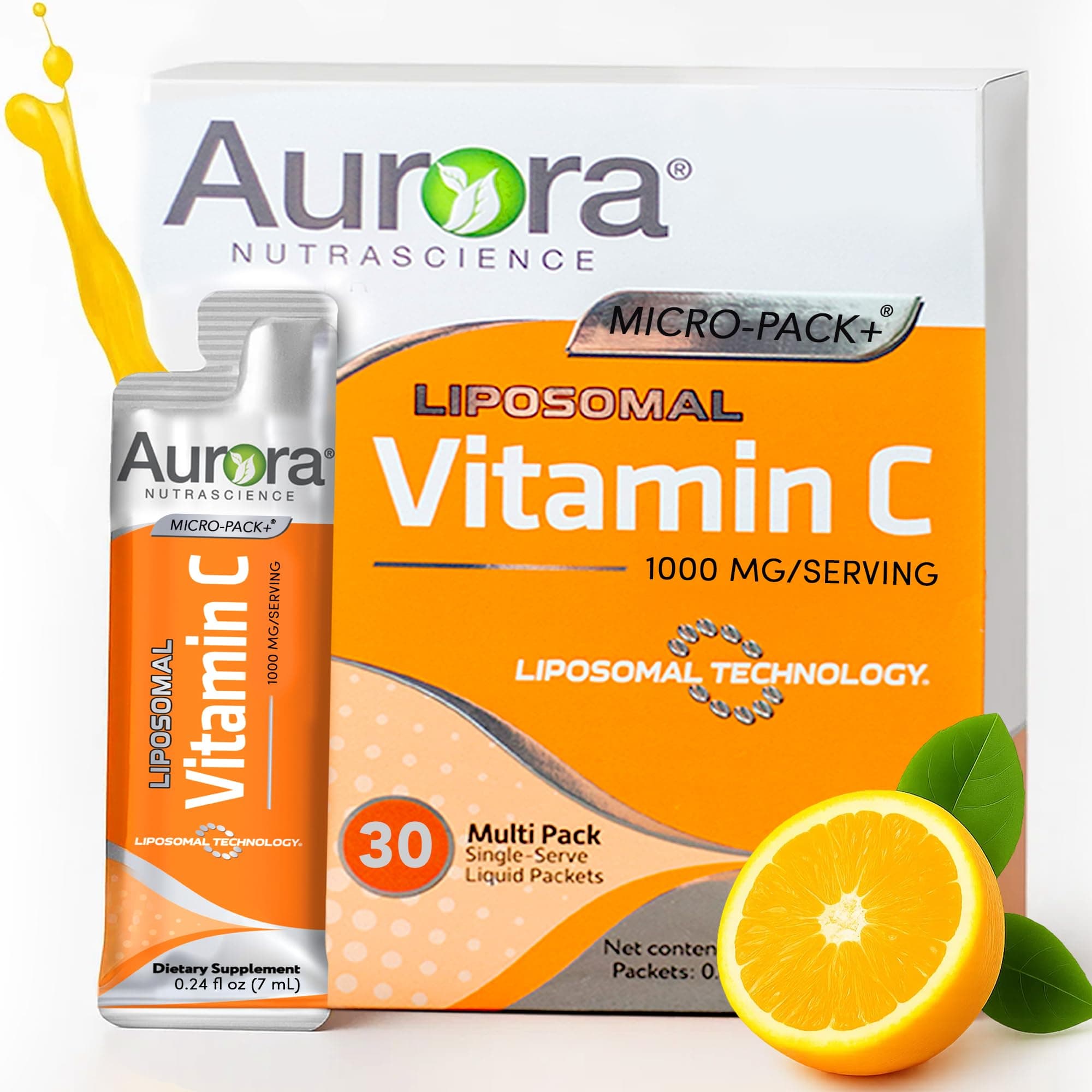 Aurora Nutrascience, Micro-Pack+ Vitamin C, 1,000 mg, 30 Packets, 0.17 fl oz (5 ml) Each