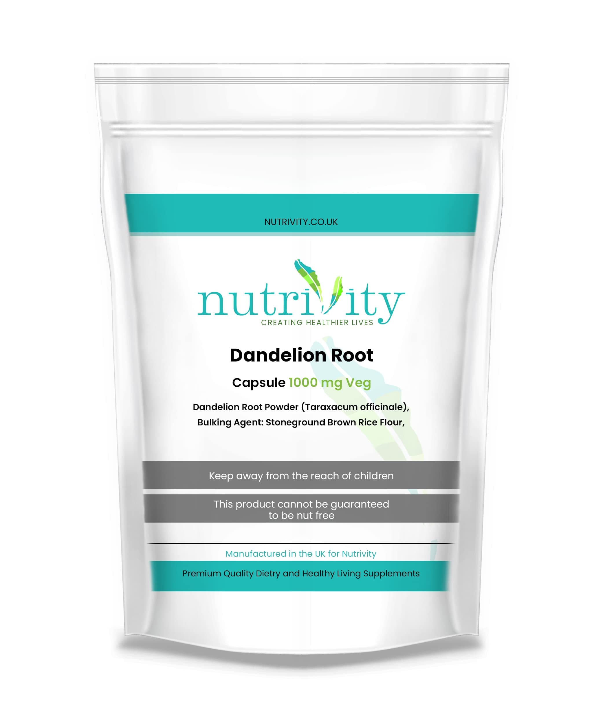 Dandelion Root 1000mg Veg Capsule Power Minerals, Vitamin Rich by Nutrivity (120)