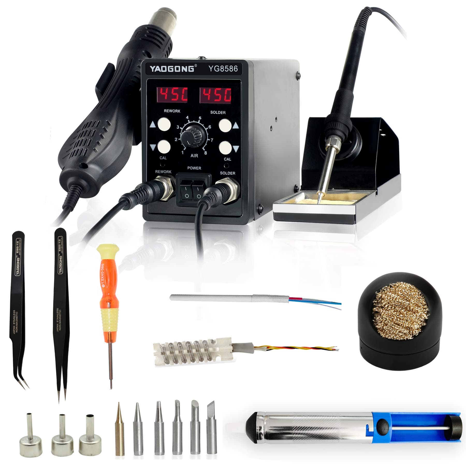 Automatic 2 In 1 Hot Air SMD Digital Rework Soldering Station Mobile Phone Repair Tools Set…