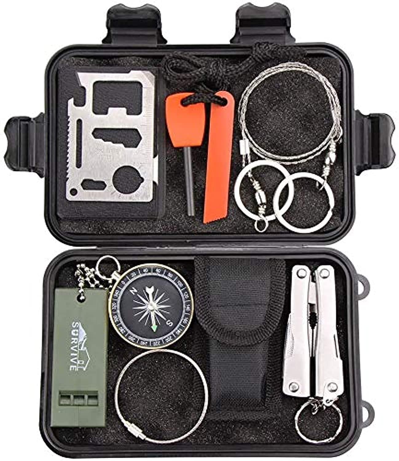 ENON Emergency Survival Kit, ENON 9-In-1 Compact Outdoor Survival Gear Kits Portable EDC Emergency Survival Tools for Camping Hiking Hunting Climbing Travelling or Wilderness Adventures