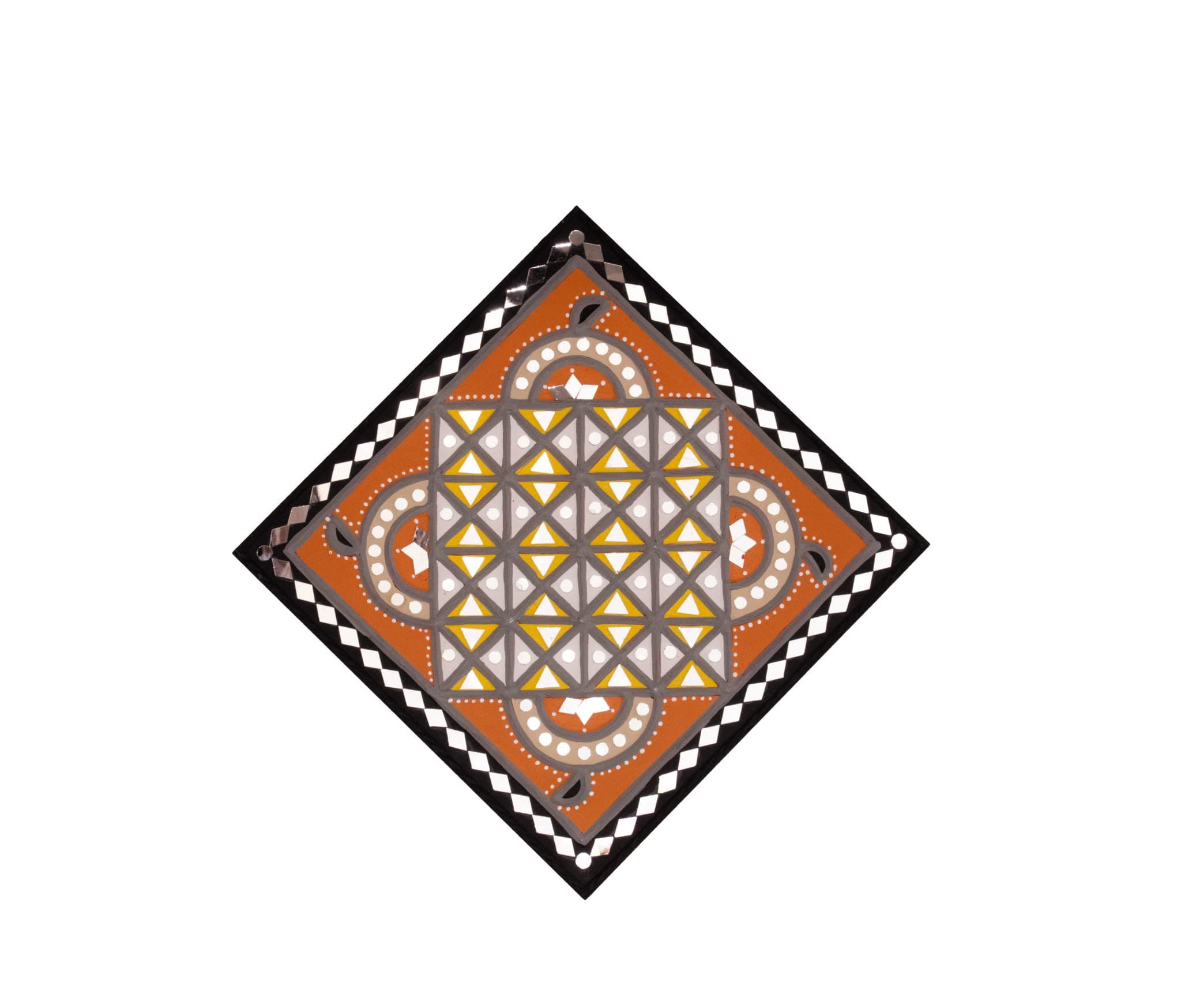 Ethnics of KutchEthnics of Kutch Lippan Kam Traditional Indian Handicraft Rustic Mud Mirror Craft Living Room Wall Hanging Home Decoration Art Work (Size : 12 x 12 Inch)