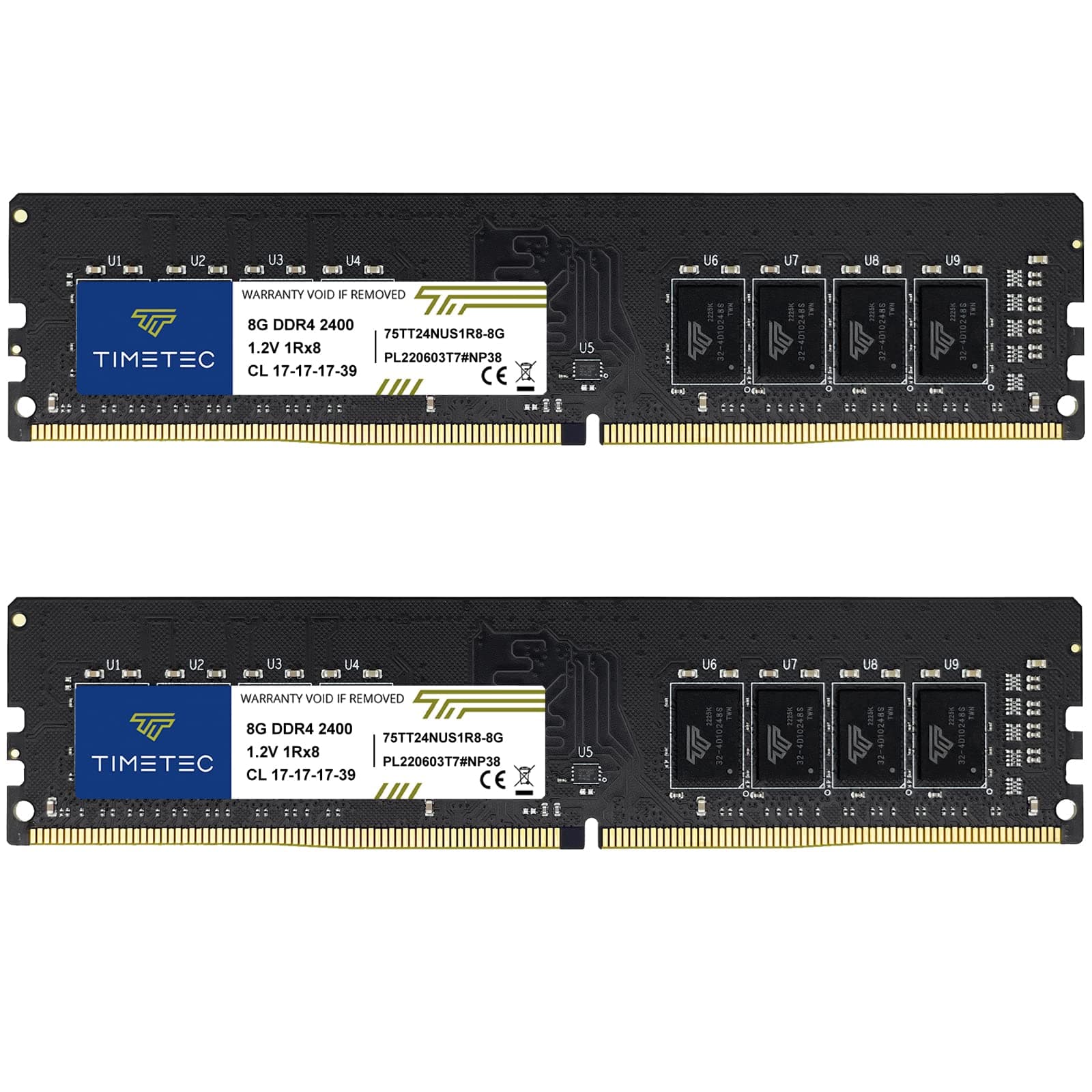 Timetec 16GB KIT (2x8GB) DDR4 2400MHz (PC4-2400T) PC4-19200 UDIMM Desktop RAM – 288-Pin 1.2V CL17 Non-ECC Unbuffered DIMM Memory Module Upgrade