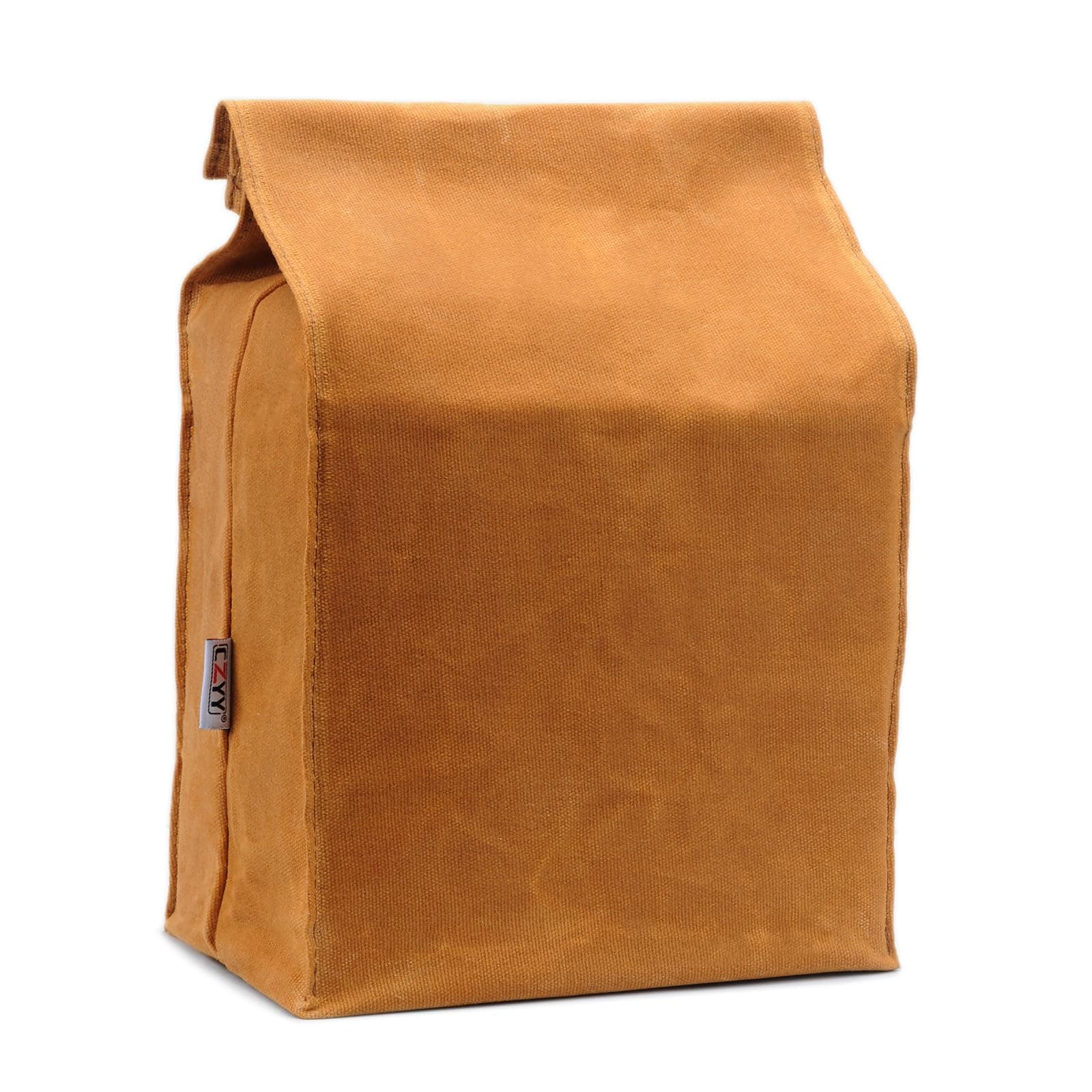 Waxed Canvas Lunch Bags Brown Paper Bag Styled - Classic Updated - Reusable and Washable, Worthbuy Lunch Box for Men & Women
