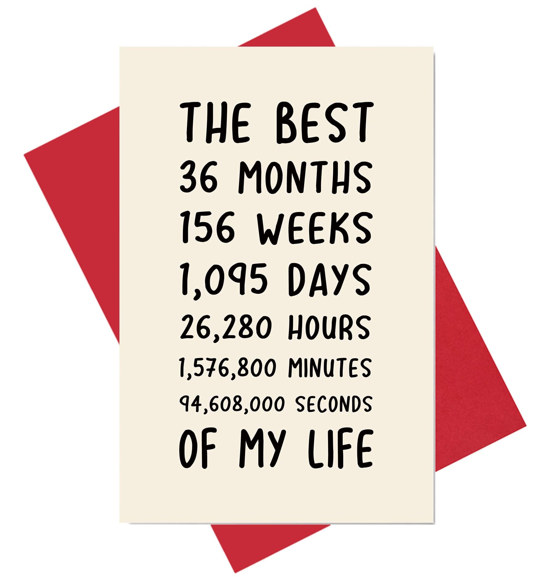 Alzombi3rd Anniversary Card, Sweet 3 Year Anniversary Card for Him or Her, The Best 3 Years of My Life