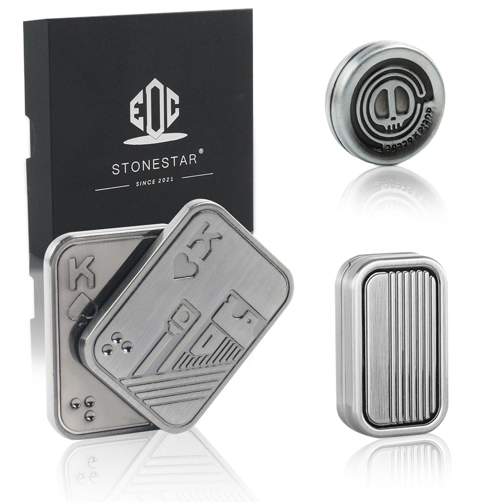STONESTAR Fidget Toys Pack - Magnetic Metal Fidget Slider Haptic Coin Collection, EDC Fidget Toy for Adults, Helps Relieve ADHD/Anxiety/Stress (Silver)