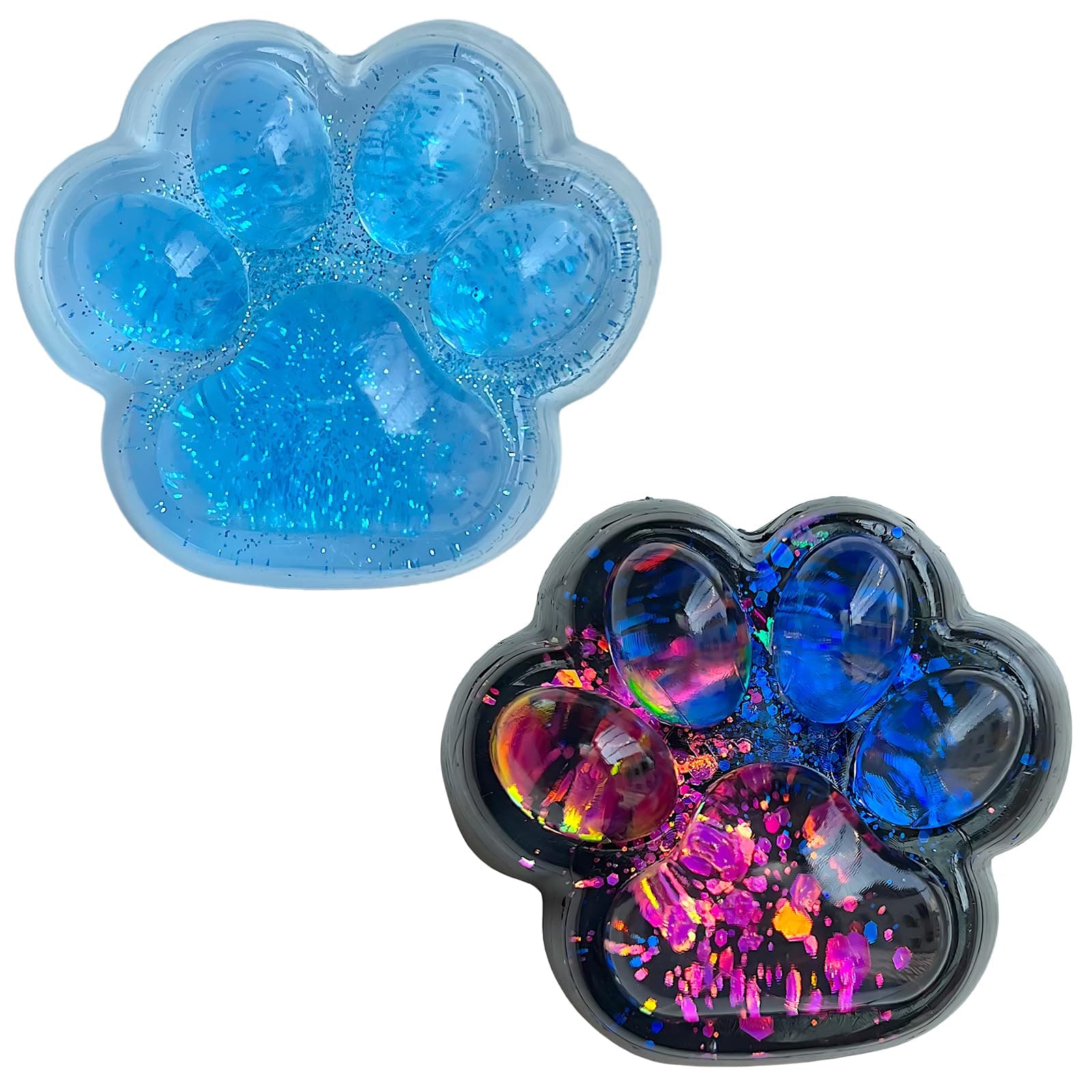 2PCS Taba Squishy，Cat paw，Very Sticky and Soft Squishy，Various Styles taba Squishy paw，with Cartoon Box，Surprise Gift for Kids and Adults. (Blue＆Two-Colour)