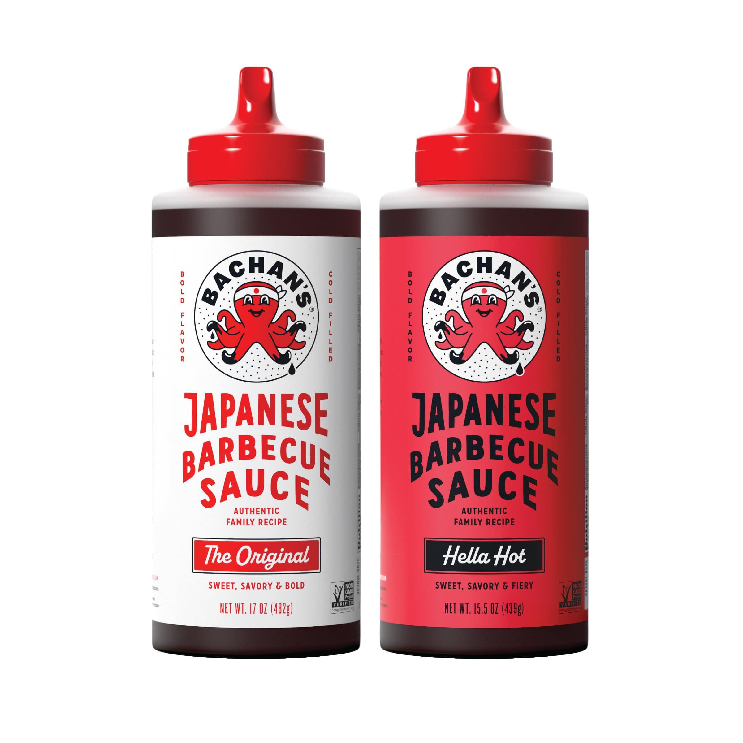 Japanese Barbecue Sauce 2 Pack - 1 Original, 1 Hella Hot - BBQ Sauce for Wings, Chicken, Beef, Pork, Seafood, Noodles, and More. Non GMO, No Preservatives, BPA free