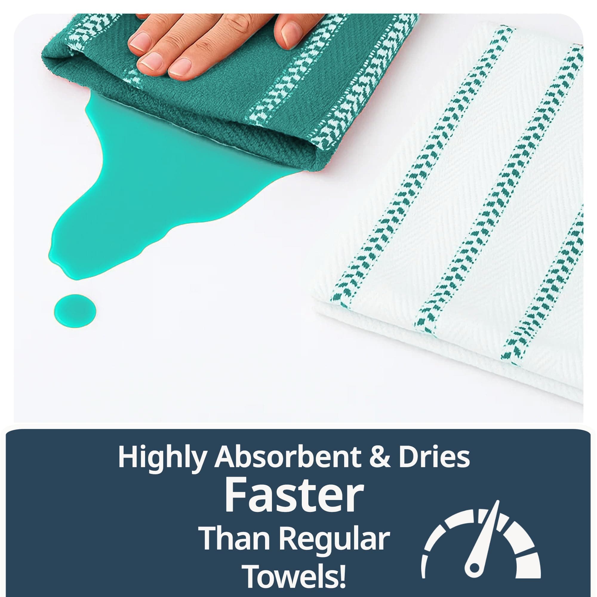 LANE LINEN Kitchen Towels Set - Pack of 4 Cotton Dish Towels for Drying Dishes, 18”x 28”, Absorbent Tea Towels, Quick Drying Kitchen Towel Set - Peacock Blue