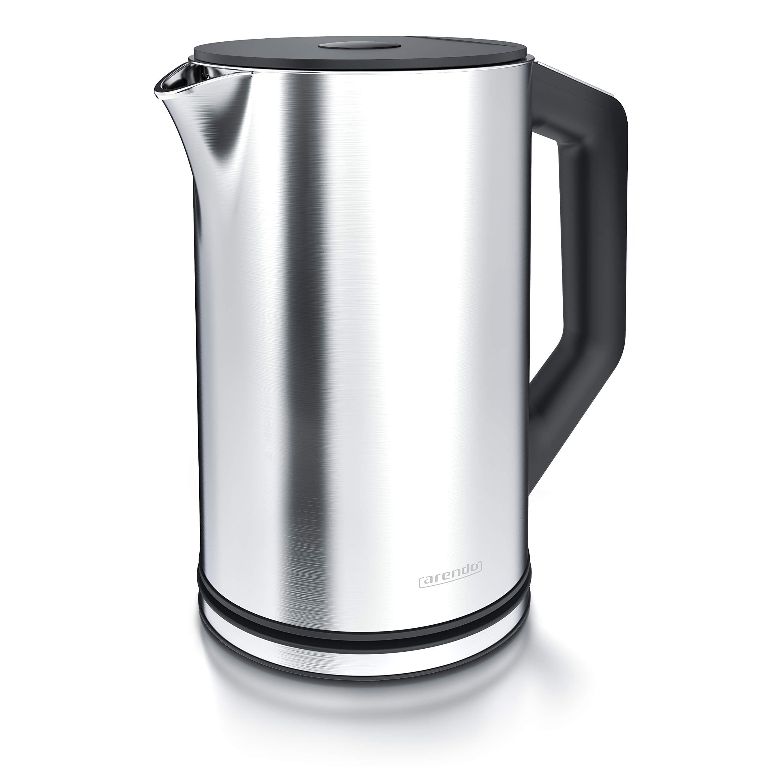 arendo - Electric Kettle 1.5 L Cordless 2200W, Energy Saving, Temperature Control 40°C - 100°C, Keep Warm, BPA free No Plastic, Fast Boil Auto Shut-Off, Silver Brushed Stainless Steel