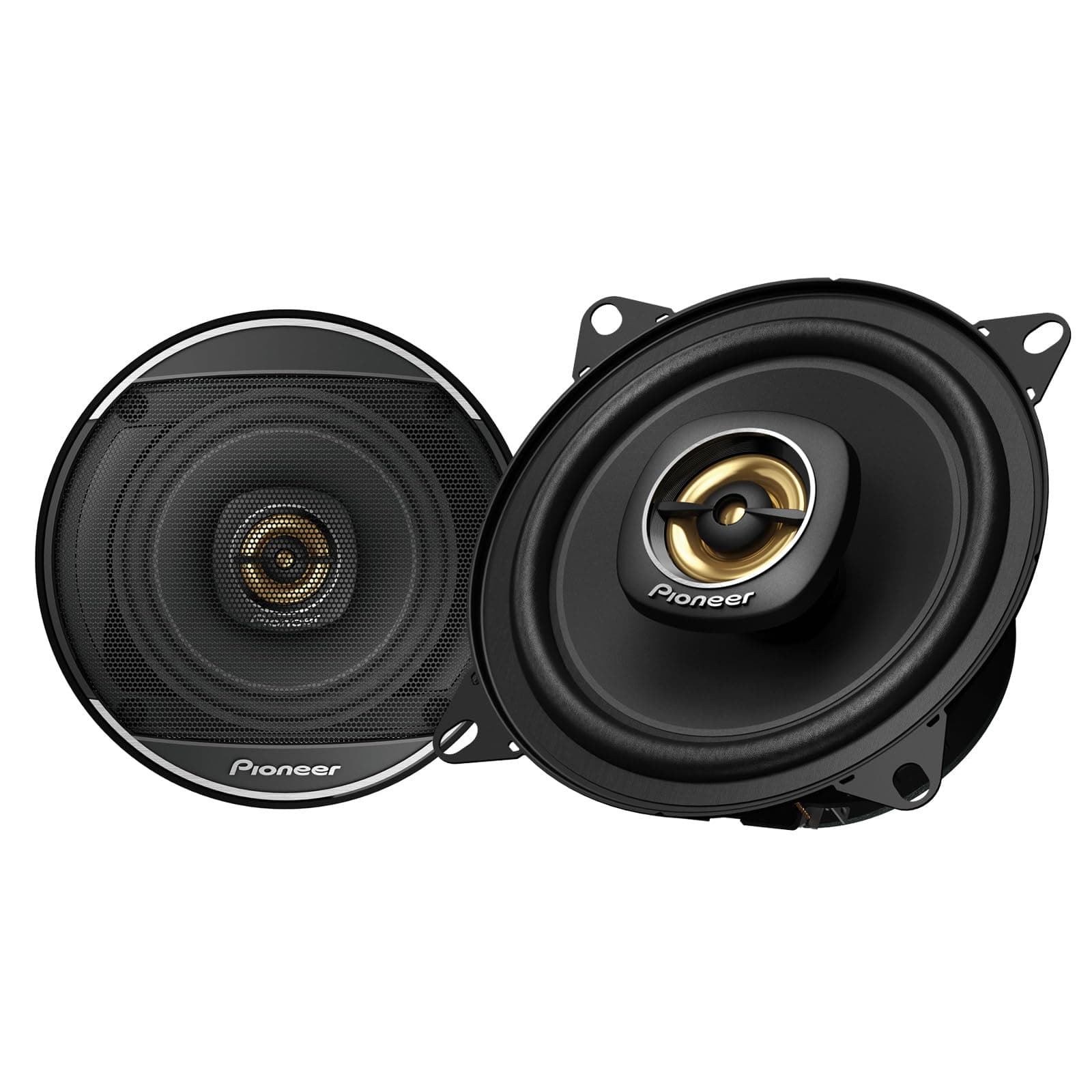Pioneer TS-A1081F 10 cm 2-Way Coaxial Speaker Set of 2 Speakers (230W Max 50W Sine Each) Powerful Sound High Efficiency 43mm Installation Depth 106mm Recessed Cut Out with Grid