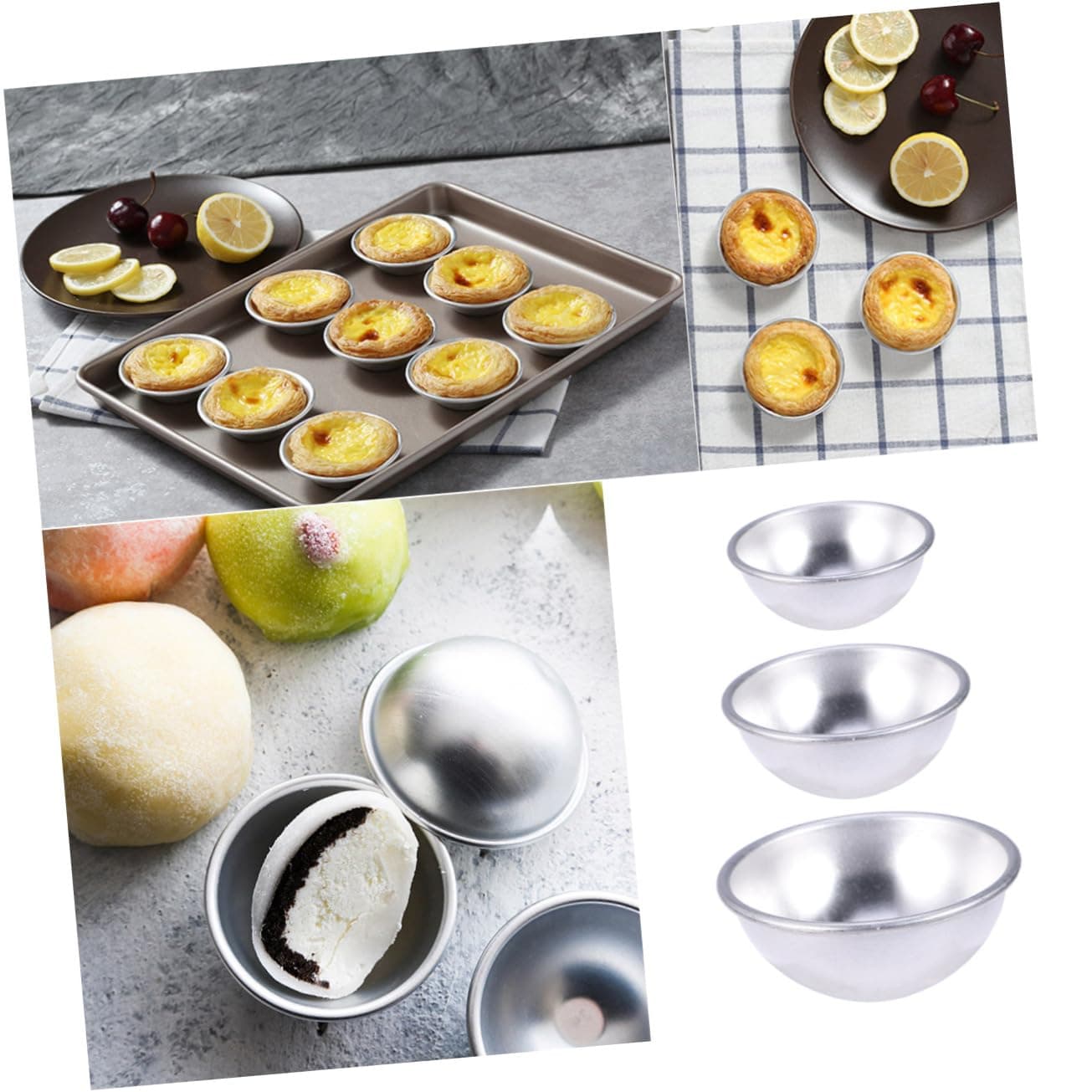 Zerodeko 6pcs Half Sphere Mold Ice Cube Molds Ice Cubes Molds Half Circle Mold Strawberry Cups Halloween Ribbon Wired White Dumpling Plates Mould Pudding Niang Pudding Mold