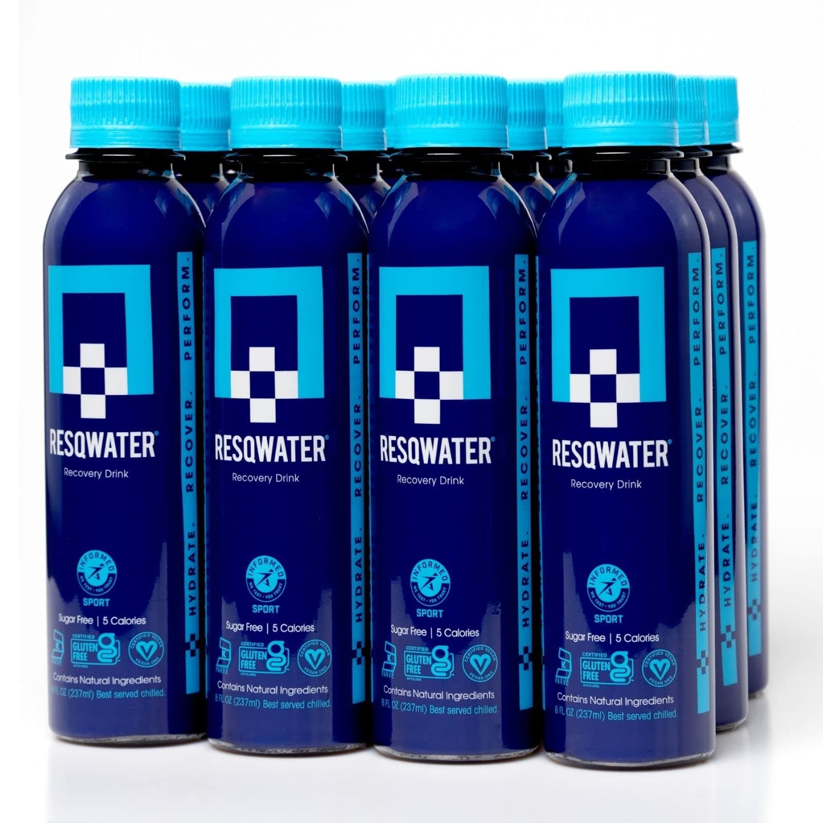 RESQWATER Enhanced Recovery Sports Drink | Recovery Water | 5 Cal Sugar Free Electrolyte Water | Vitamin C, Potassium, Milk Thistle, L-Cysteine, Prickly Pear (12 Pack)