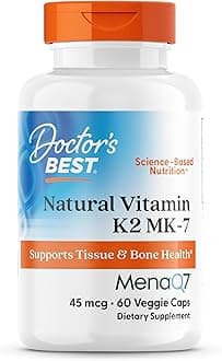 Doctor's Best Natural Vitamin K2 MenaQ7 Vegetable Capsules, 60-Count