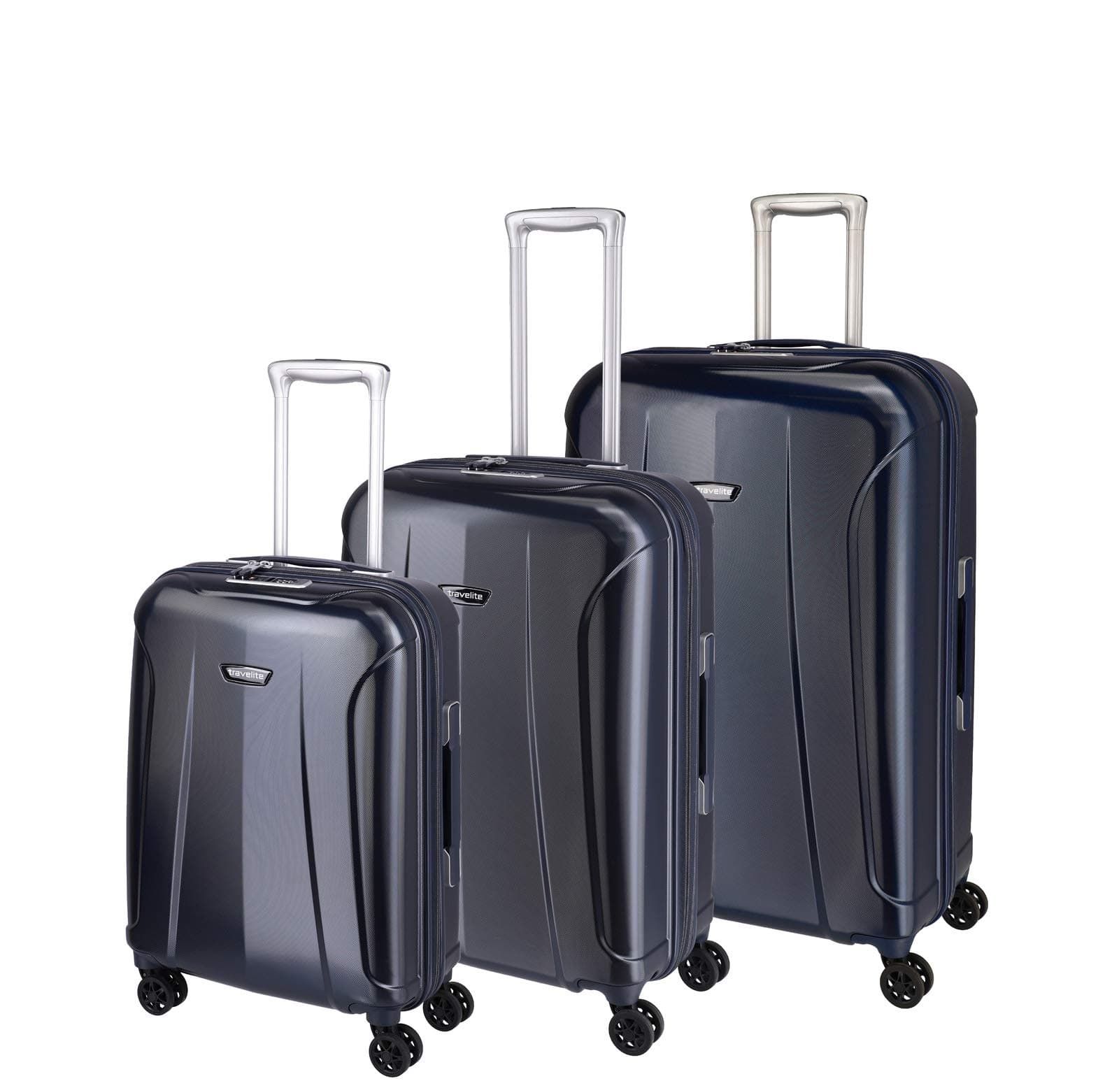 Travelite Rollkoffer-Set: Klassisch-Elegante, robuste Hartschalenkoffer „Elbe“ in vielen Größen und Farben Luggage Set, 77 cm, Blue (Marine)