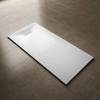 ELEGANT 1700x800mm Slate Effect Shower Tray Slip-Resistance Rectangle Shower Base Tray with Waste and Drain Cover & Grate