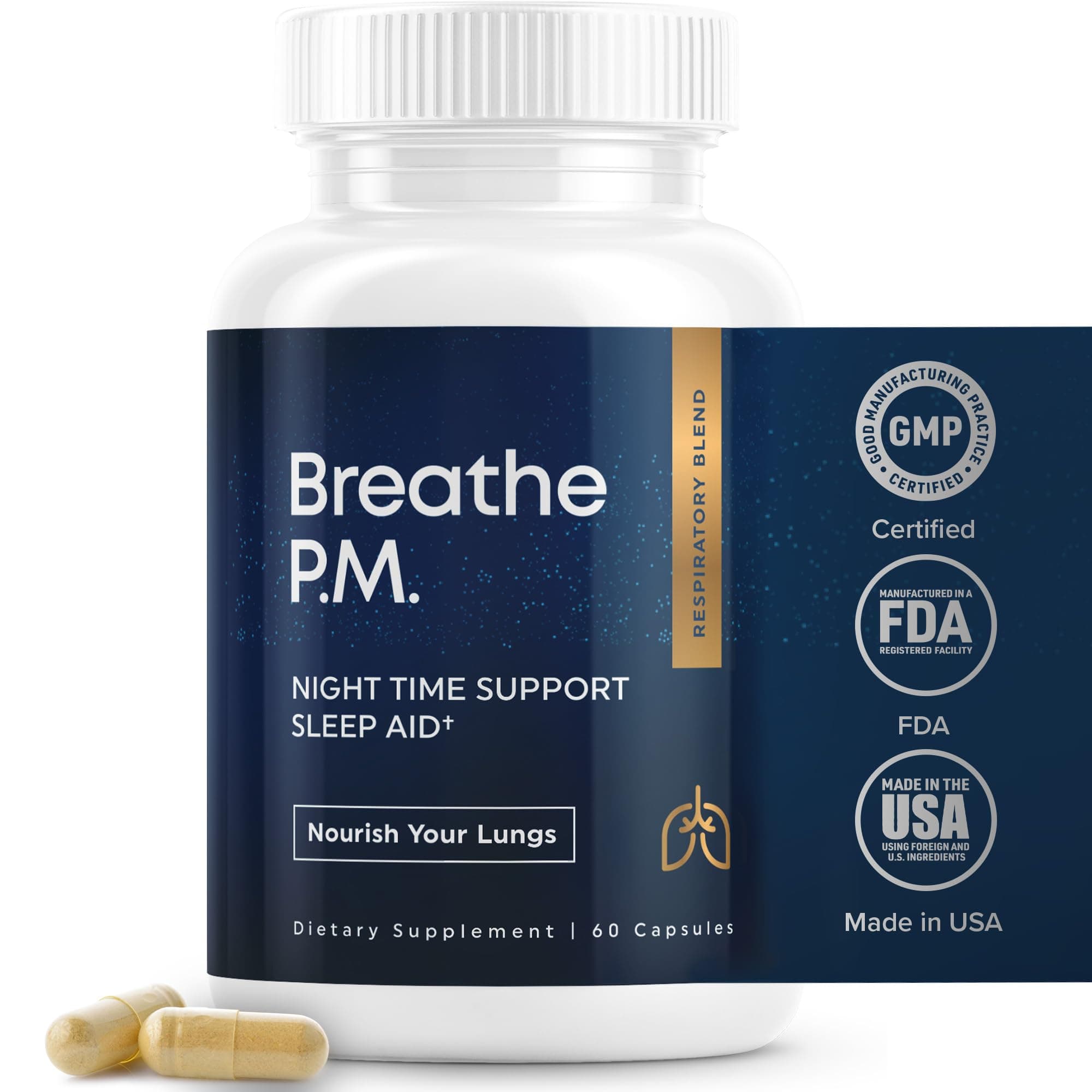 - BREATHE PM, Nighttime 6-IN-1 Mullein Capsules For Lung Detox for Smokers (60 Caps - 30 Days) - L-Theanine, Thyme, & Mullein Leaf Extract For Lungs - Mucus Removal Supplement - GMO-Free & Made in USA