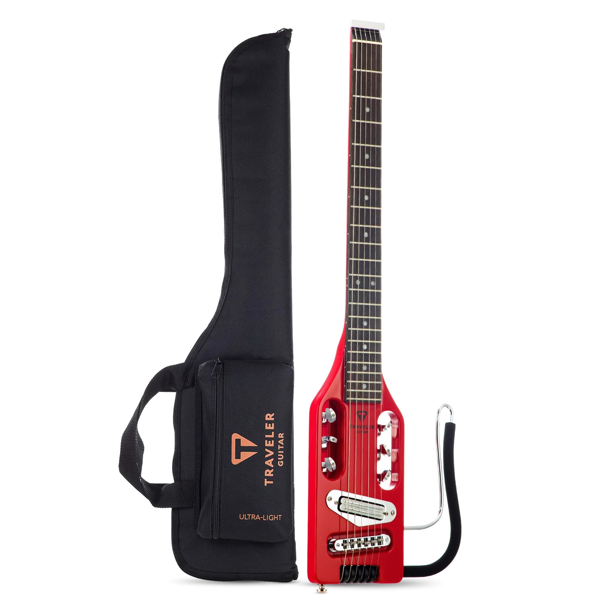 Ultra-Light Electric Guitar Torino Red | Portable Electric with Removable Lap Rest | Full 24 3/4" Scale Headless Guitar | Custom Gig Bag Included