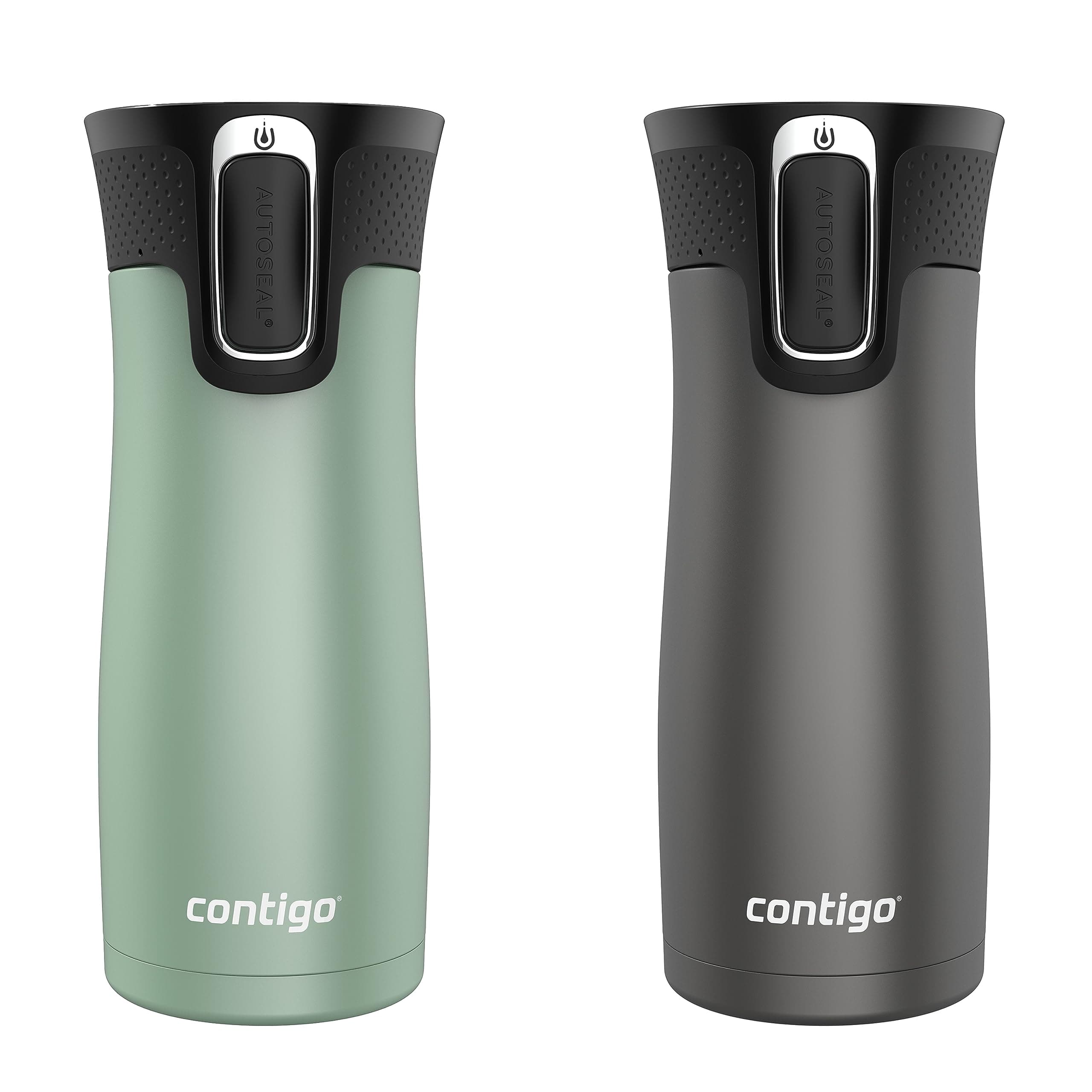 Contigo West Loop 2.0 Leak-Proof Spill-Proof Insulated Stainless Steel Travel Mug, 16oz., 2 Pack, Agave Metallic & Sake Metallic