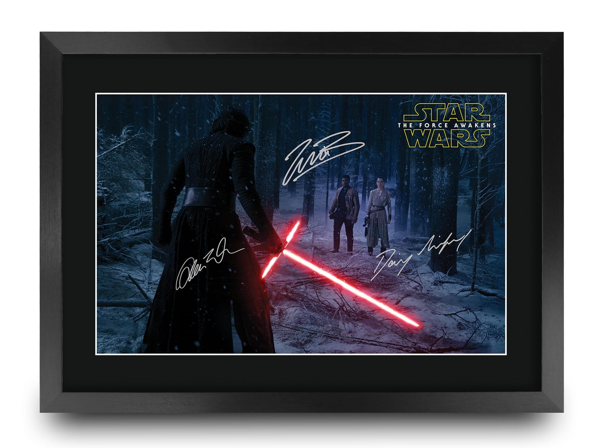 HWC Trading Star Wars 7 (The Force Awakens) Scene 2 Gifts Printed Signed Autograph Picture for Movie Memorabilia Fans - A3 Framed