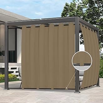 Easy-Going Outdoor Curtains Waterproof Windproof Weatherproof Curtain for Patio, Cabana, Porch, Pergola and Gazebo, Grommet Top and Tab Bottom Drape, 1 Panel, 110x108 inch, Khaki